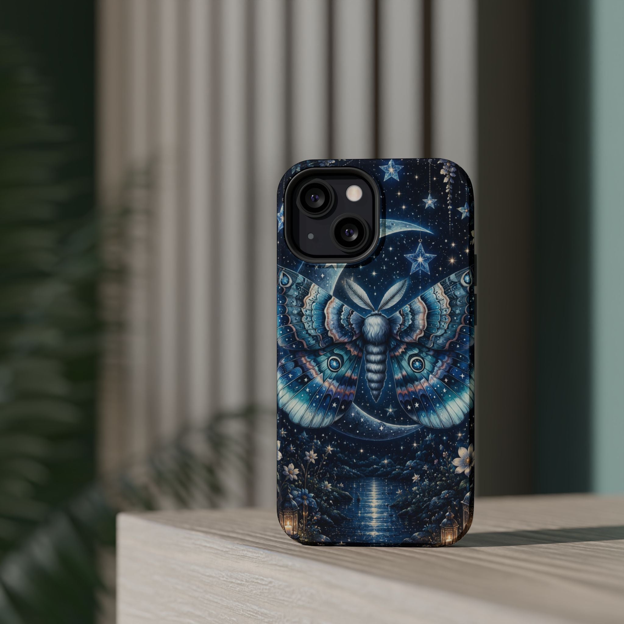 Mystic Moth Moon Phone Case – Night Sky MagSafe-Compatible Cover