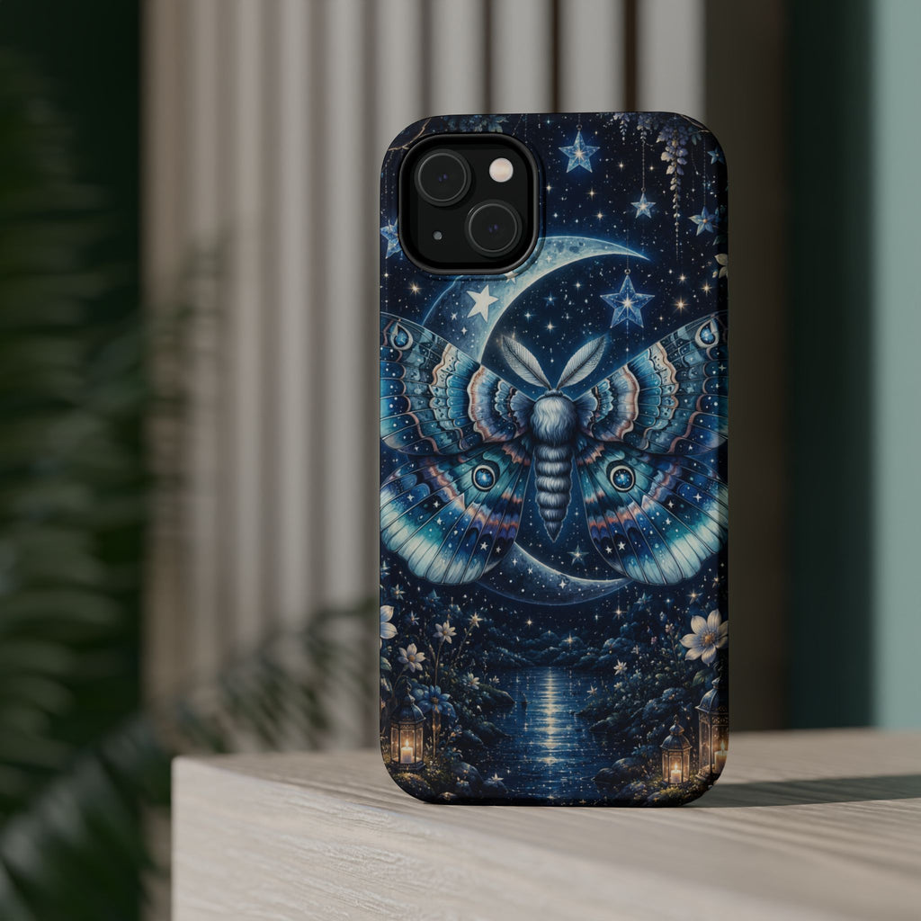 Mystic Moth Moon Phone Case – Night Sky MagSafe-Compatible Cover