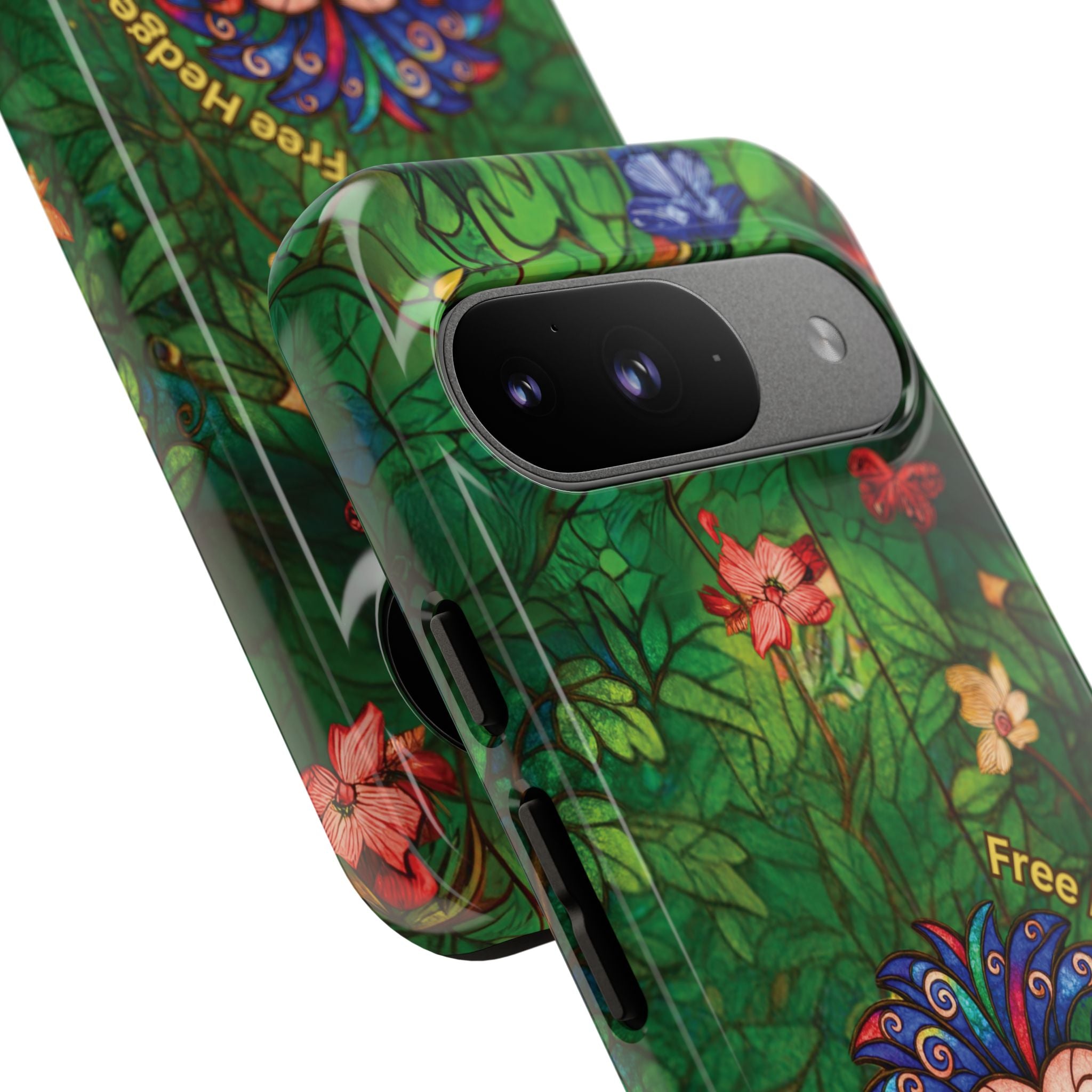 Stained Glass Hedgehog Phone Case – "Free Hedgehugs" Floral Design