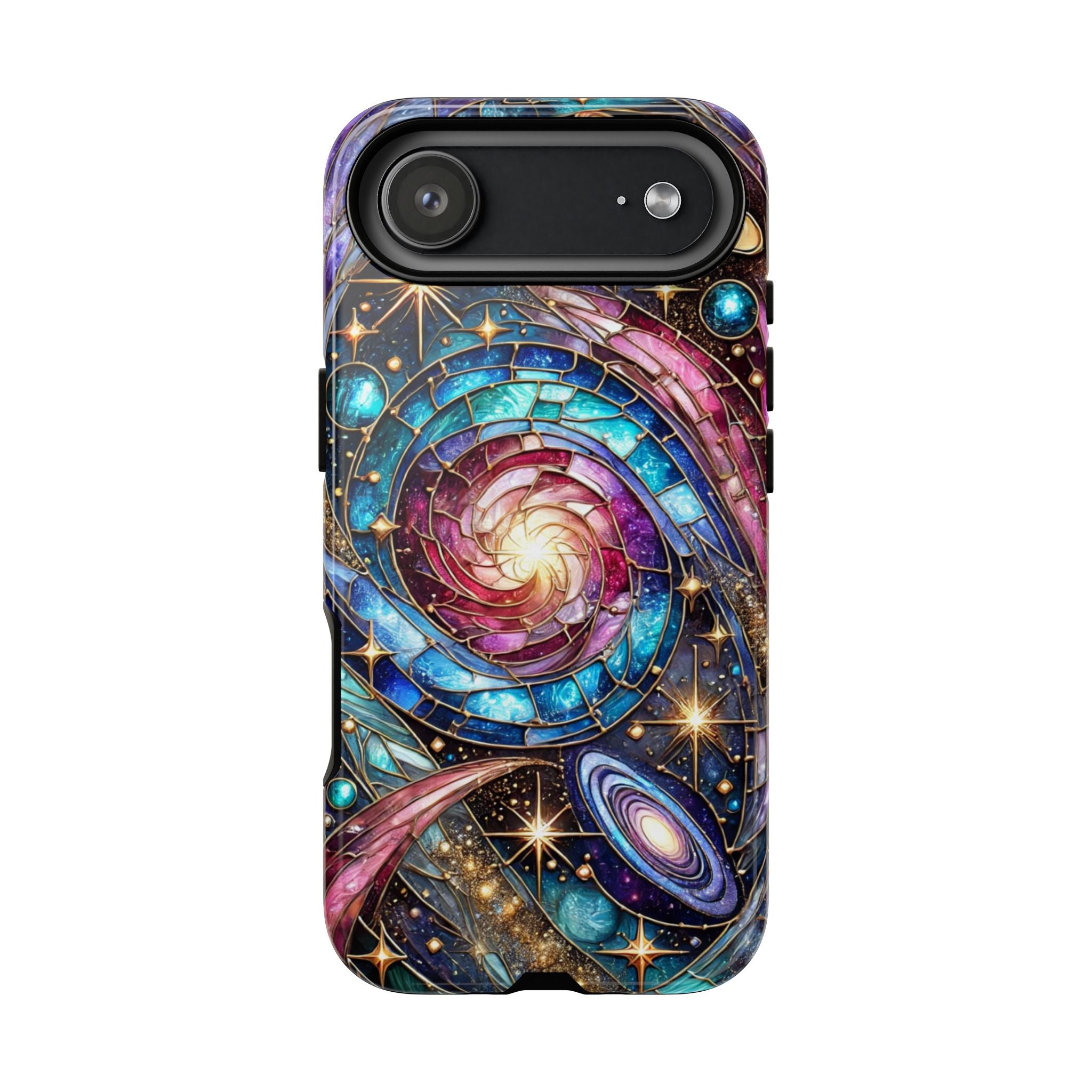 Galaxy Swirl Stained Glass Phone Case – Cosmic Celestial Cover