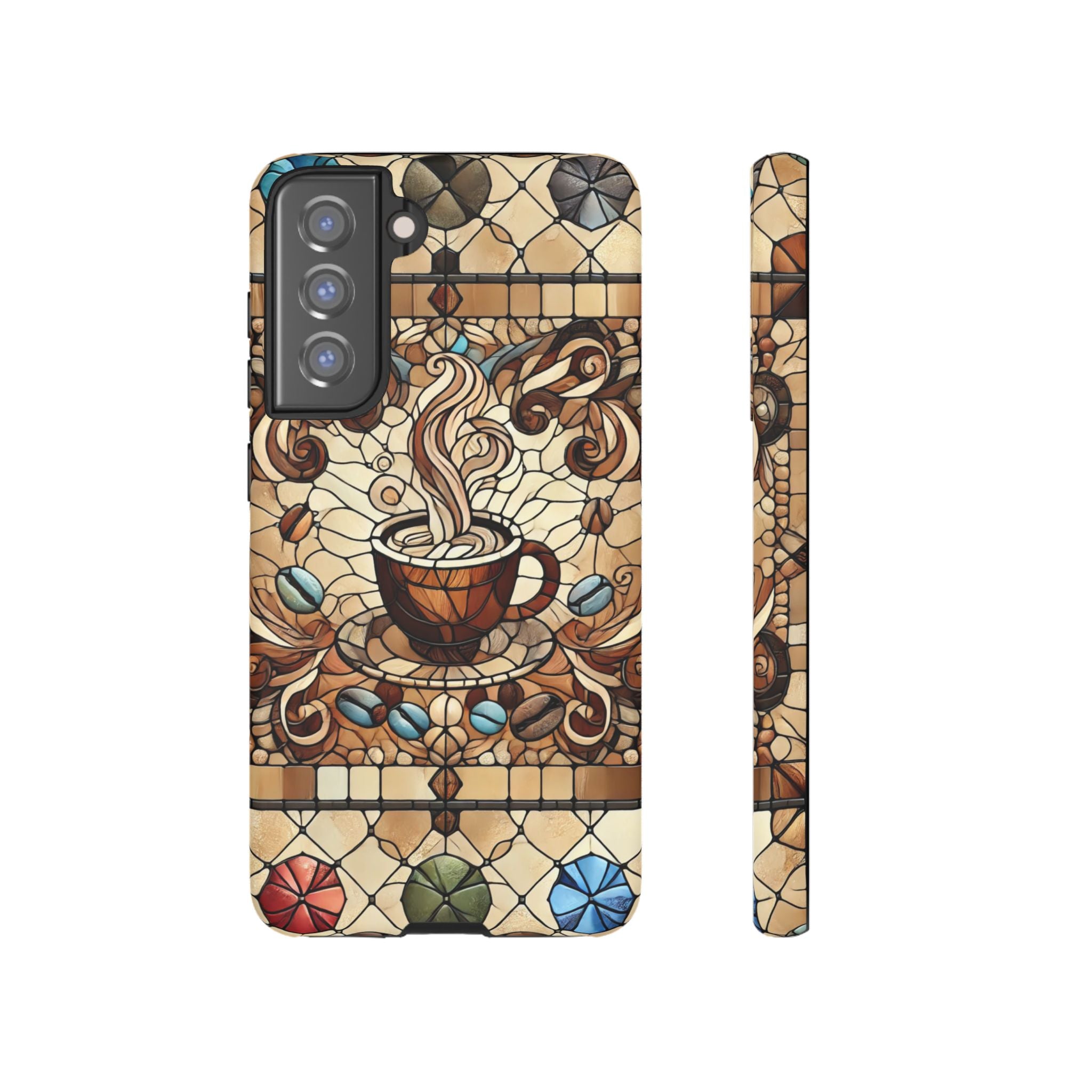 Stained Glass Coffee Android Phone Case – Shockproof TPU, 3D Wrap