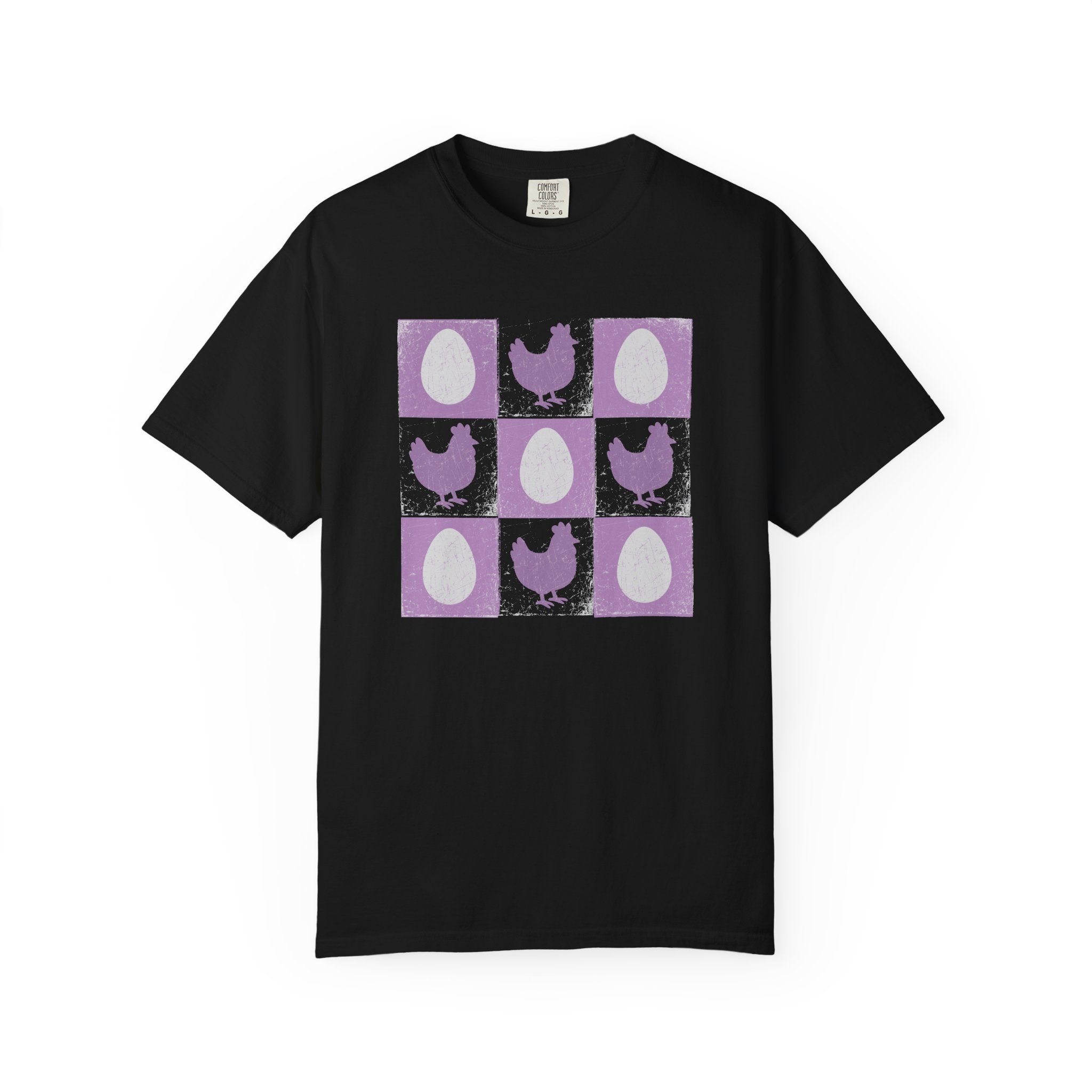Charming Chicken Print T-Shirt, Rooster Checkerboard Tee