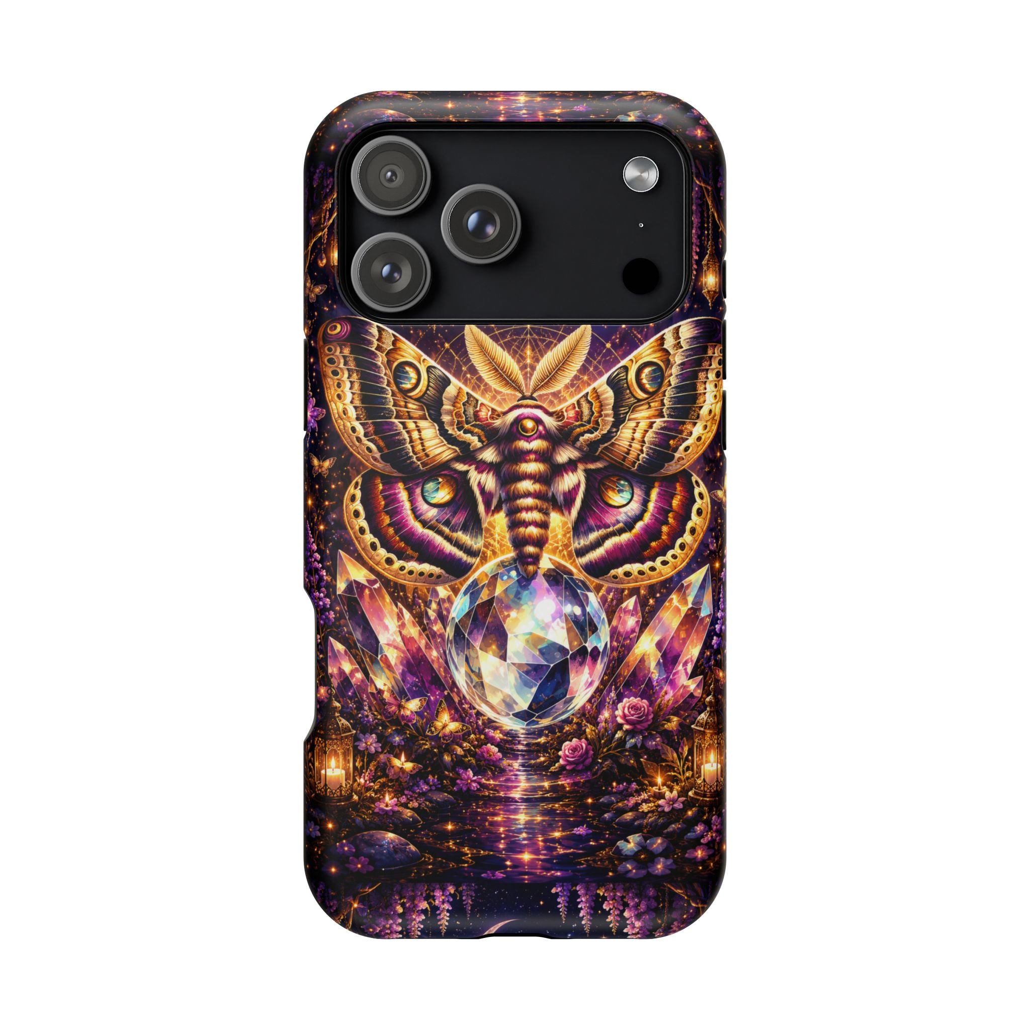 Mystic Moth Crystal Phone Case – Jewel-Toned MagSafe-Compatible Cover