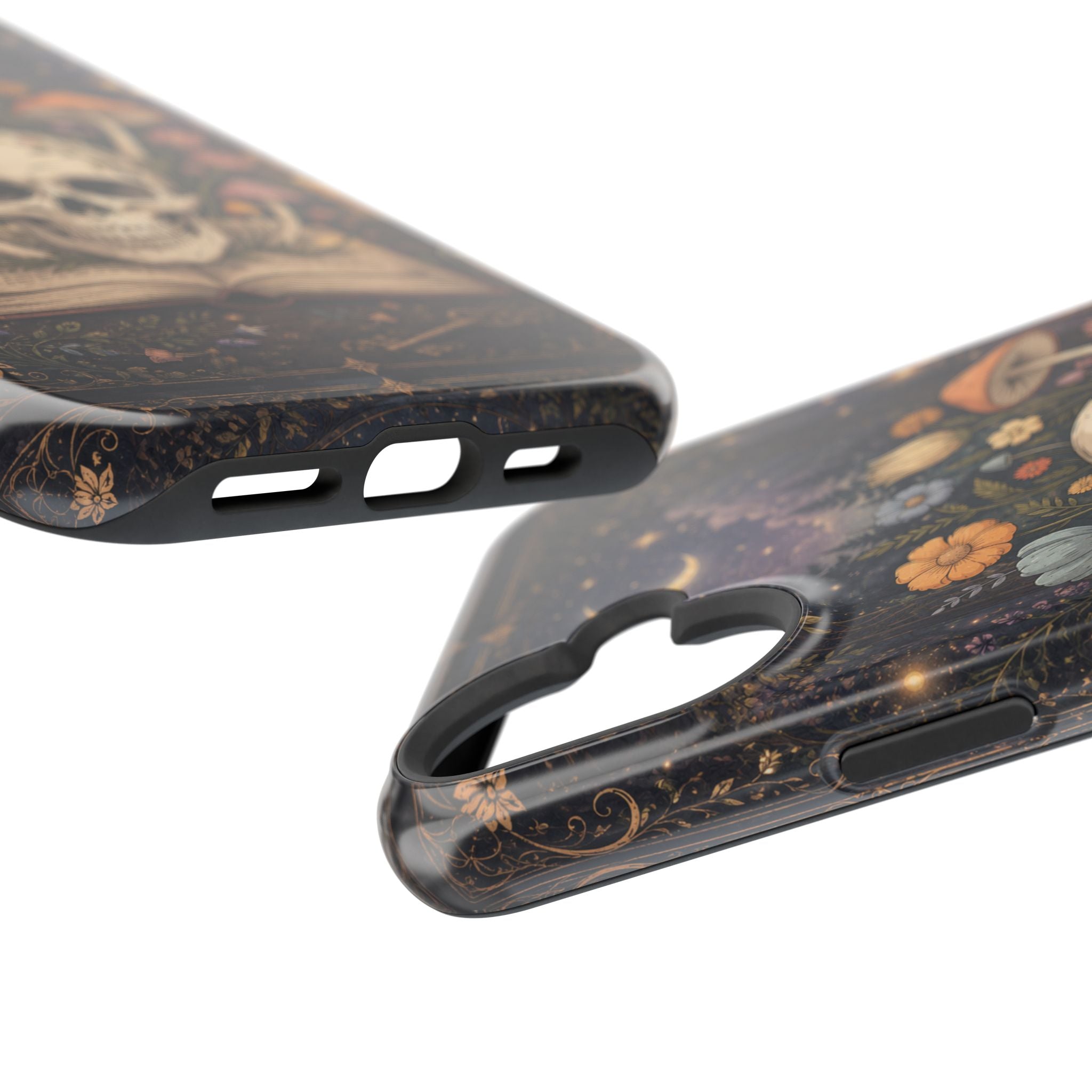 Skull & Mushroom Phone Case – Gothic MagSafe-Compatible Impact-Resistant Case