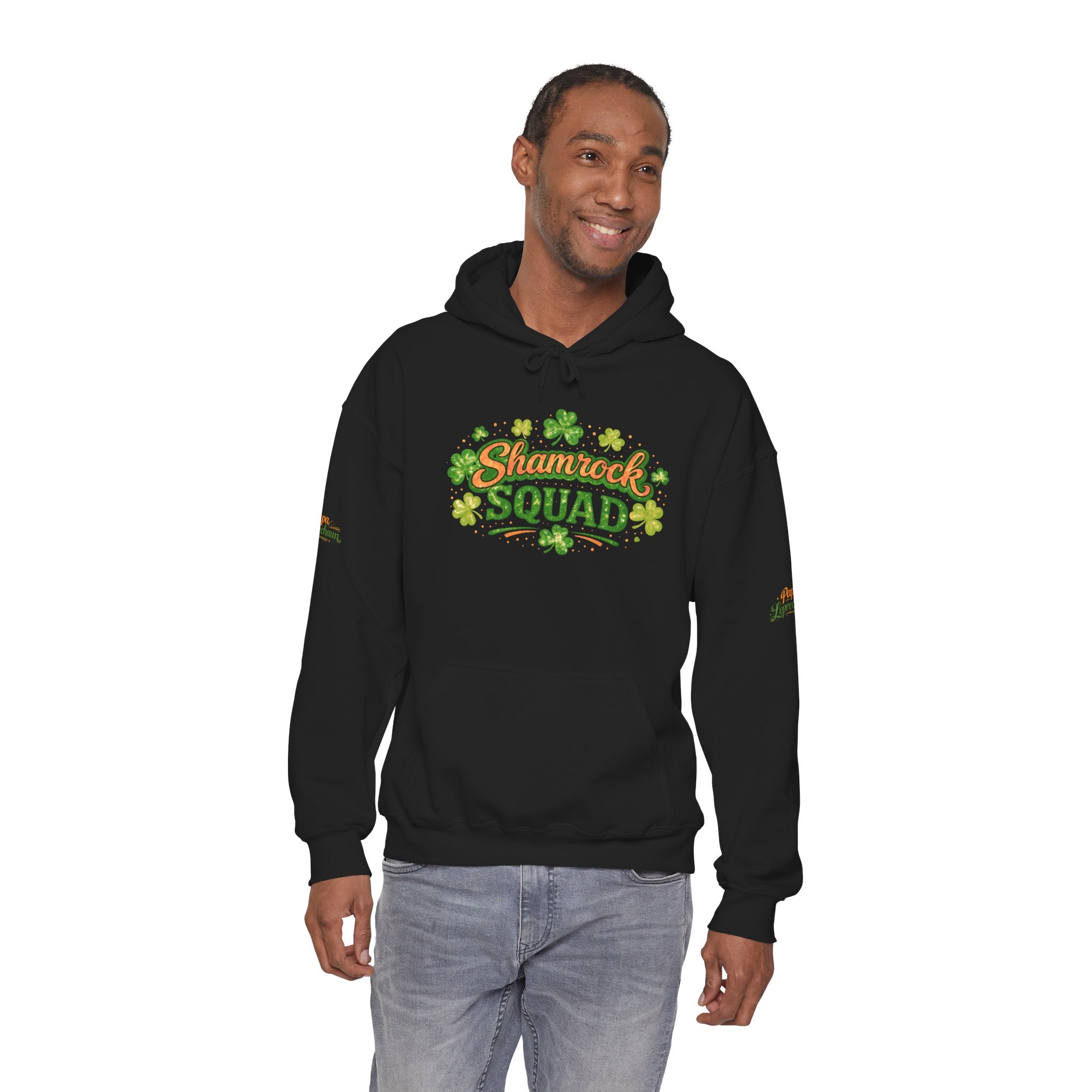 Papa Leprechaun Shamrock Squad Hoodie — St. Patrick’s Day Green Clover Sweatshirt