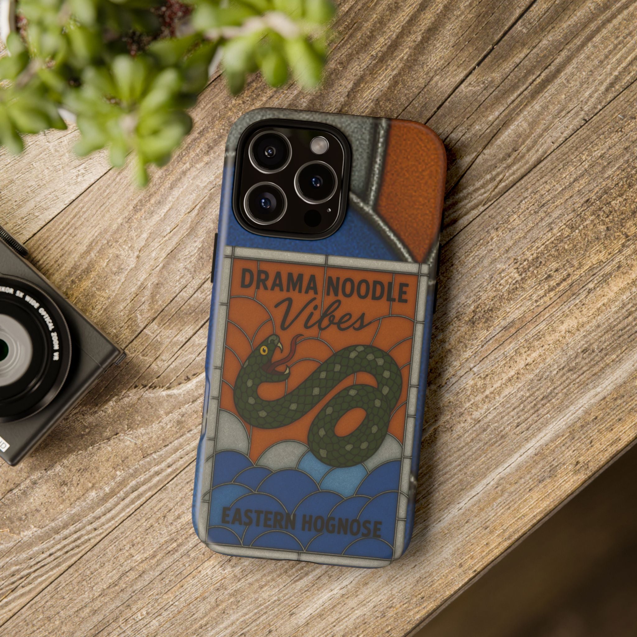 Stained Glass Snake Phone Case – Vibrant Drama Noodle Aesthetic Cover
