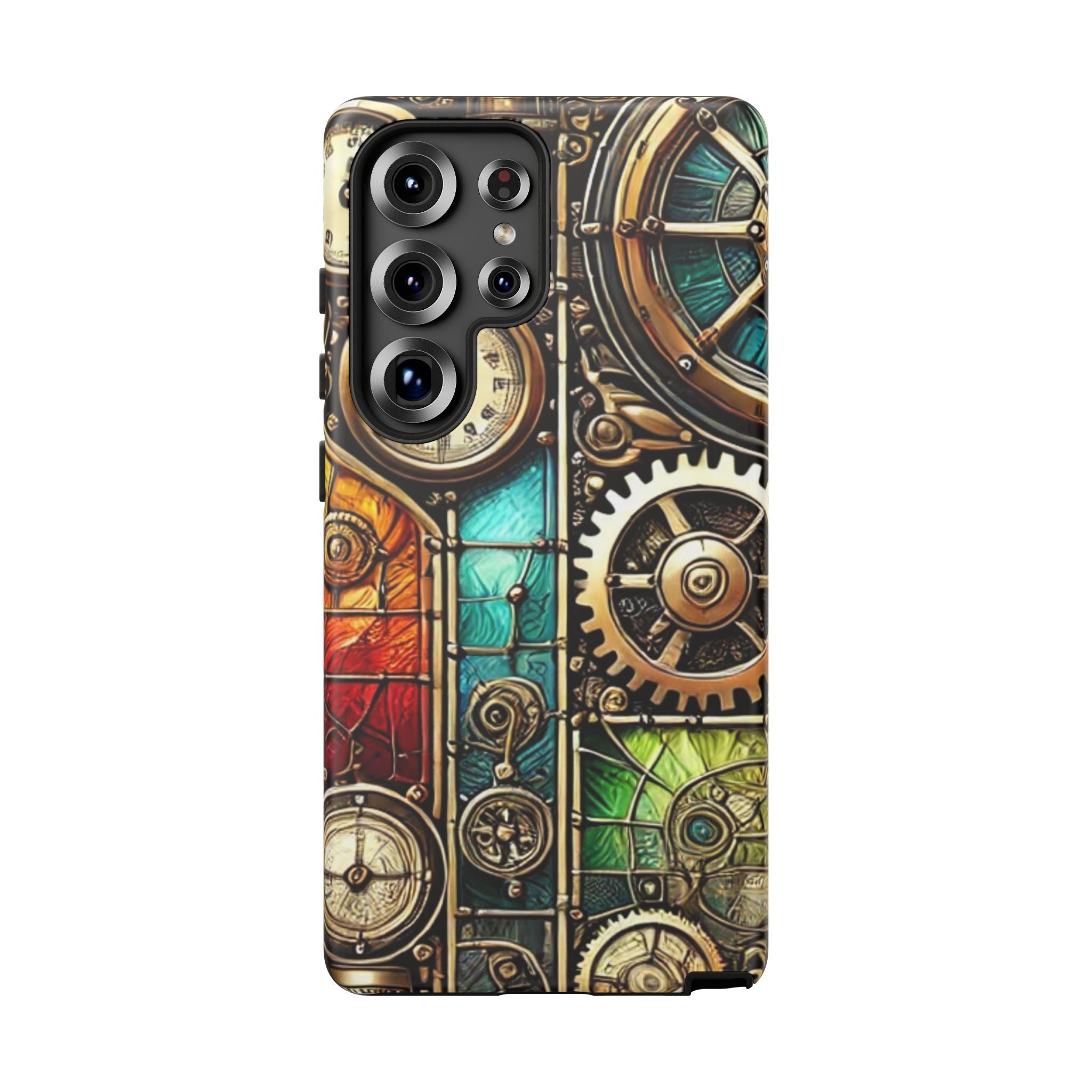 Steampunk Meets Stained Glass Android Case, Artistic Gear Design