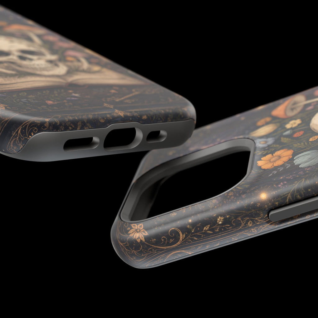 Skull & Mushroom Phone Case – Gothic MagSafe-Compatible Impact-Resistant Case