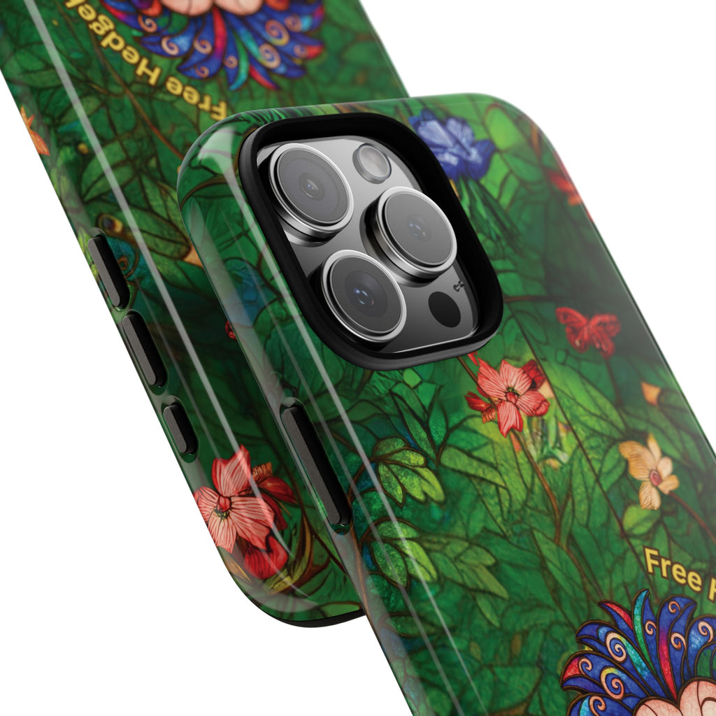 Stained Glass Hedgehog Phone Case – "Free Hedgehugs" Floral Design
