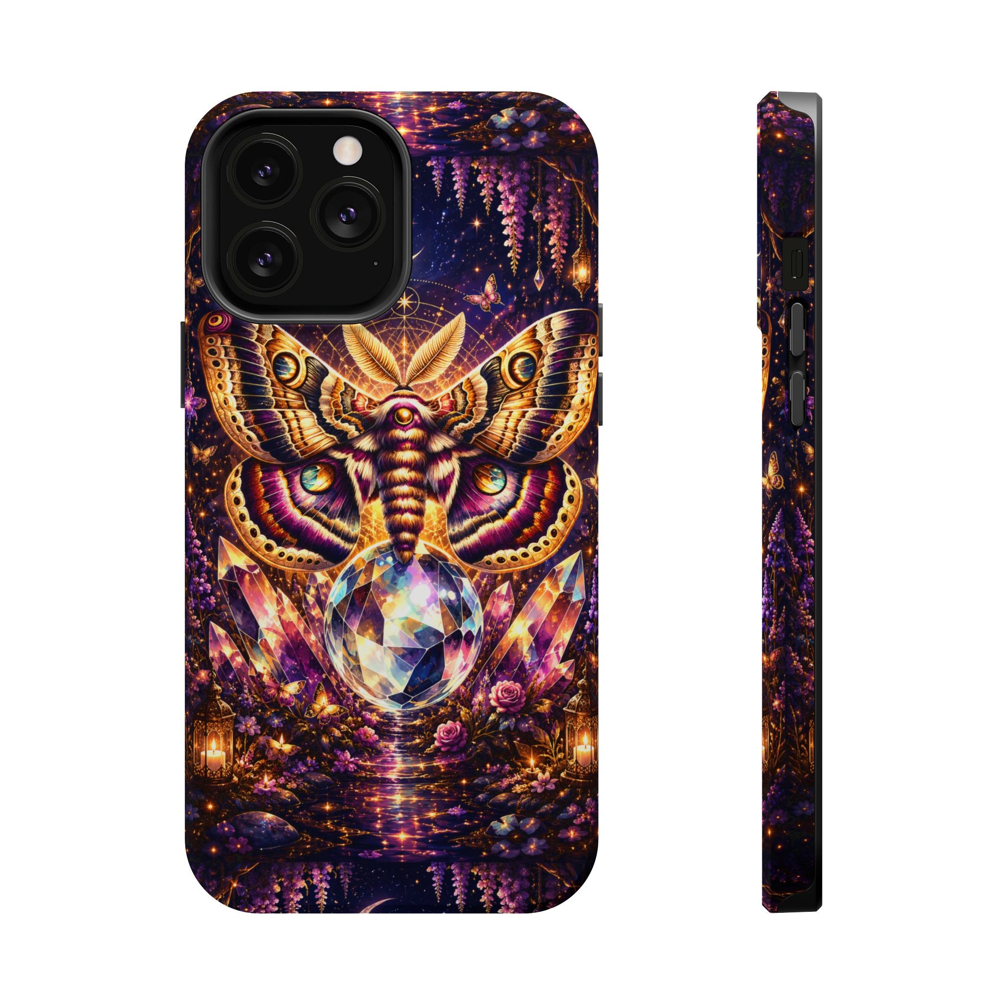 Mystic Moth Crystal Phone Case – Jewel-Toned MagSafe-Compatible Cover