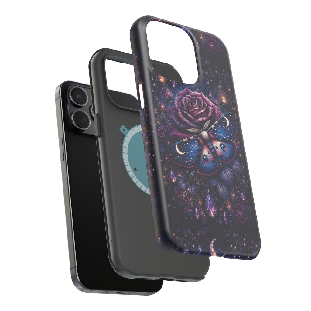 Mystical Rose & Moth Phone Case – Floral MagSafe-Compatible Cover