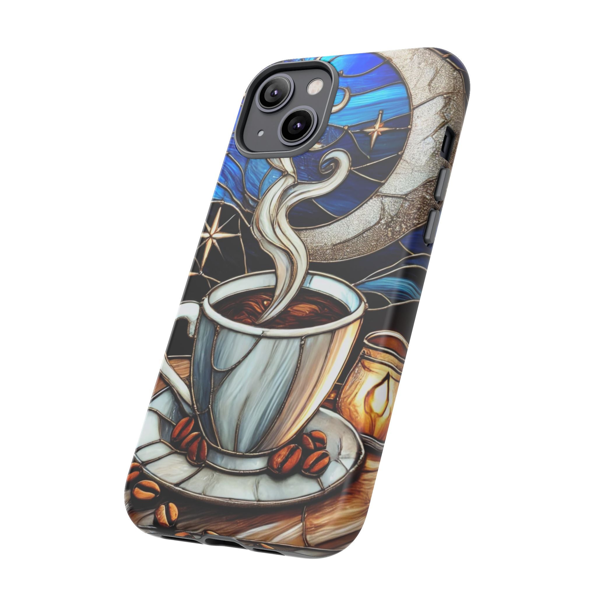 Stained Glass Coffee Phone Case – Cozy Artistic Design for Coffee Lovers