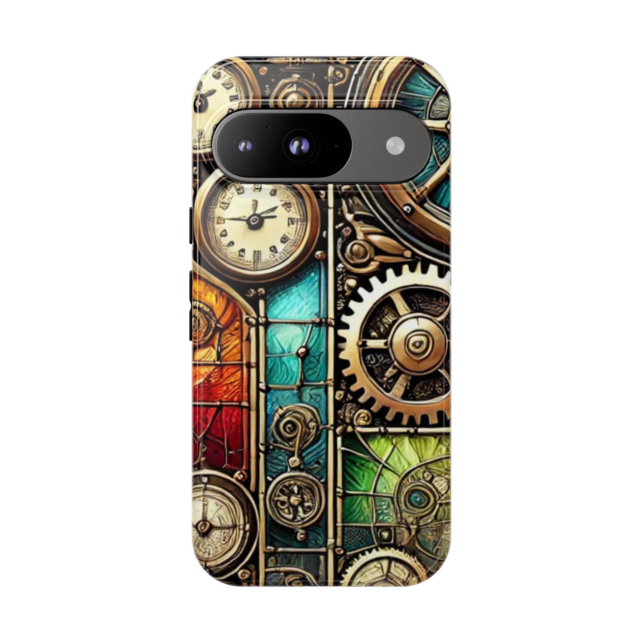 Steampunk Faux Stained Glass Android Phone Case – 3D Full-Wrap Protective Cover with TPU Liner