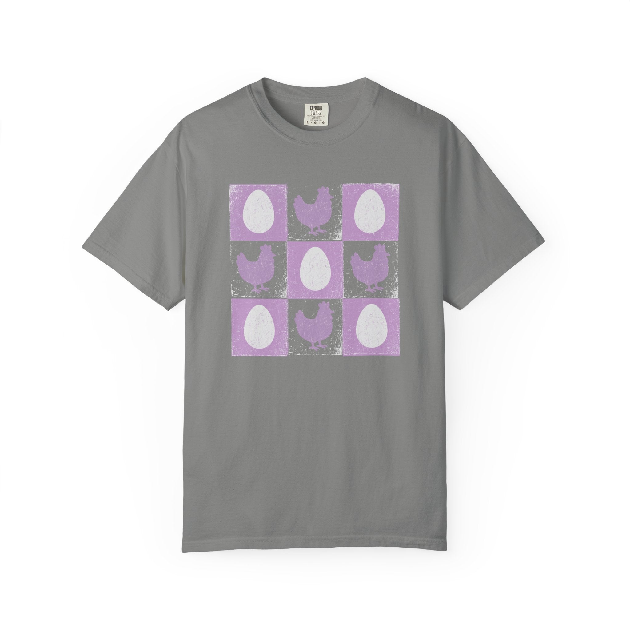 Charming Chicken Print T-Shirt, Rooster Checkerboard Tee