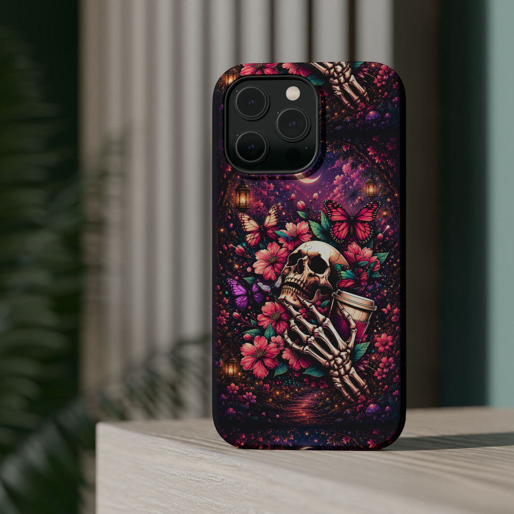 Skull & Butterflies Phone Case – Gothic Floral MagSafe-Compatible Case