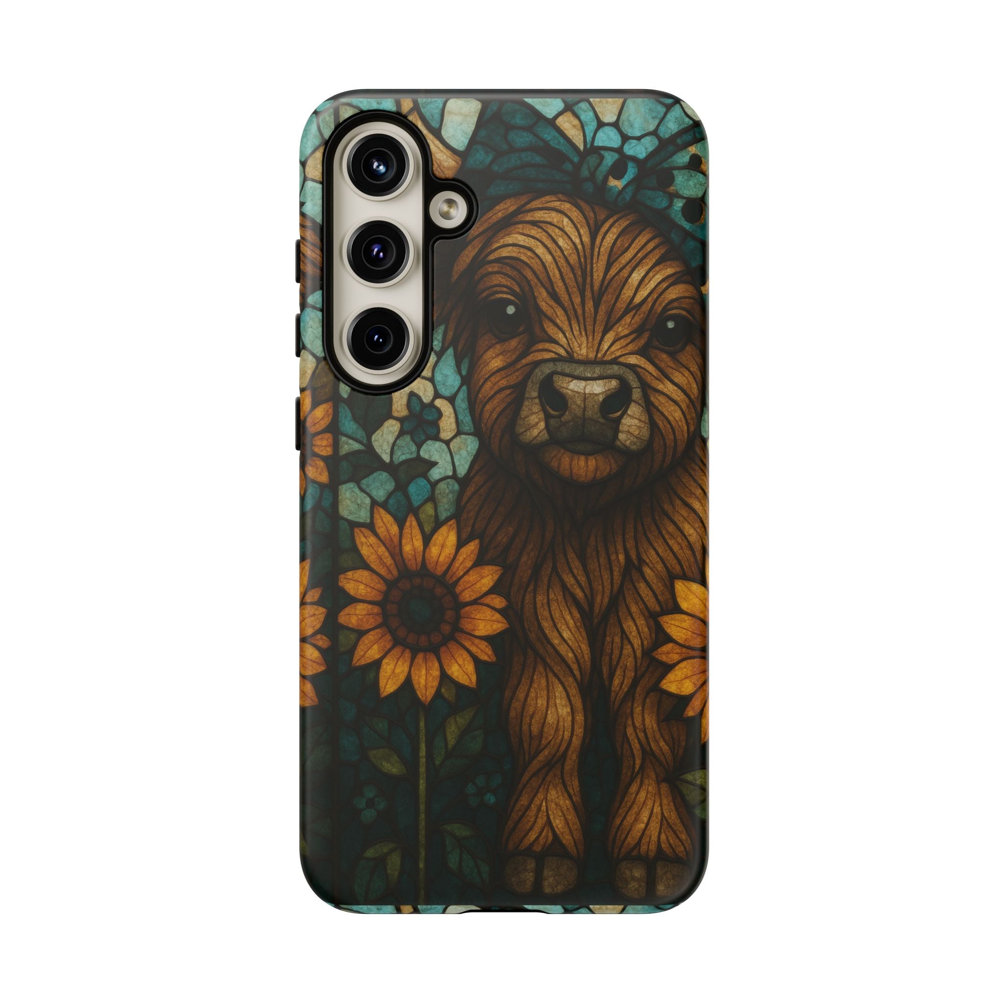Stained Glass Baby Cow Phone Case – Sunflower Farmhouse Animal Design
