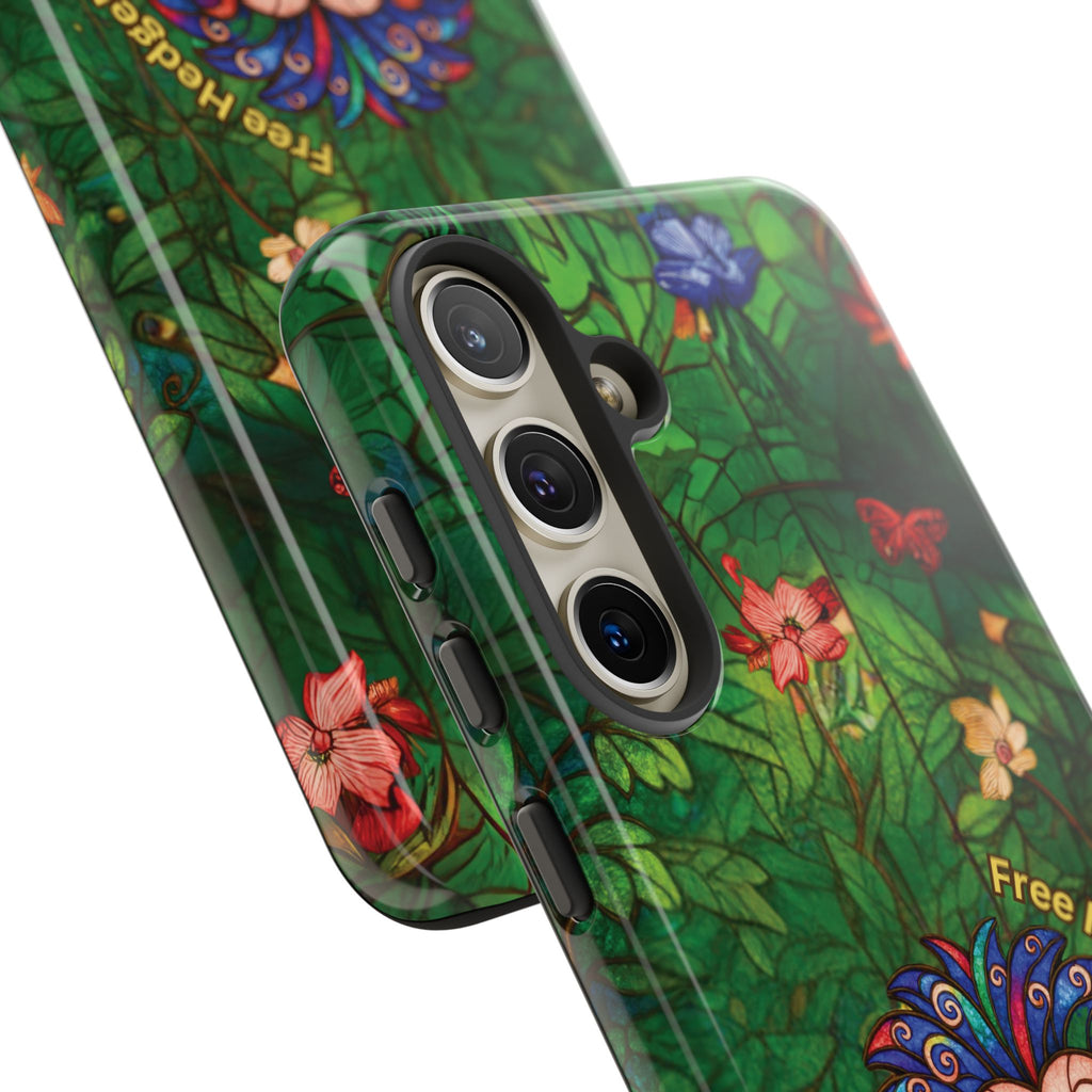 Stained Glass Hedgehog Phone Case – "Free Hedgehugs" Floral Design