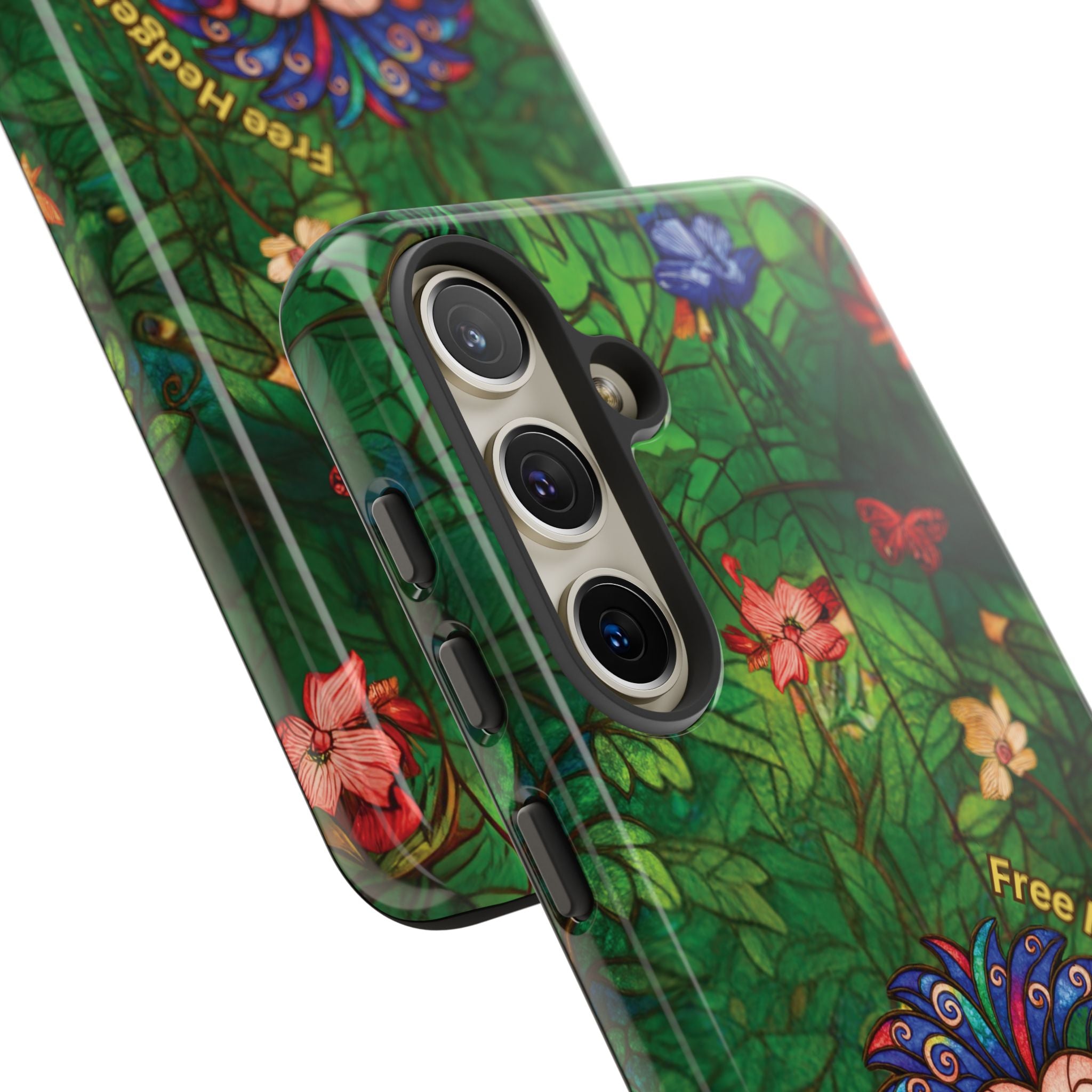 Stained Glass Hedgehog Phone Case – "Free Hedgehugs" Floral Design
