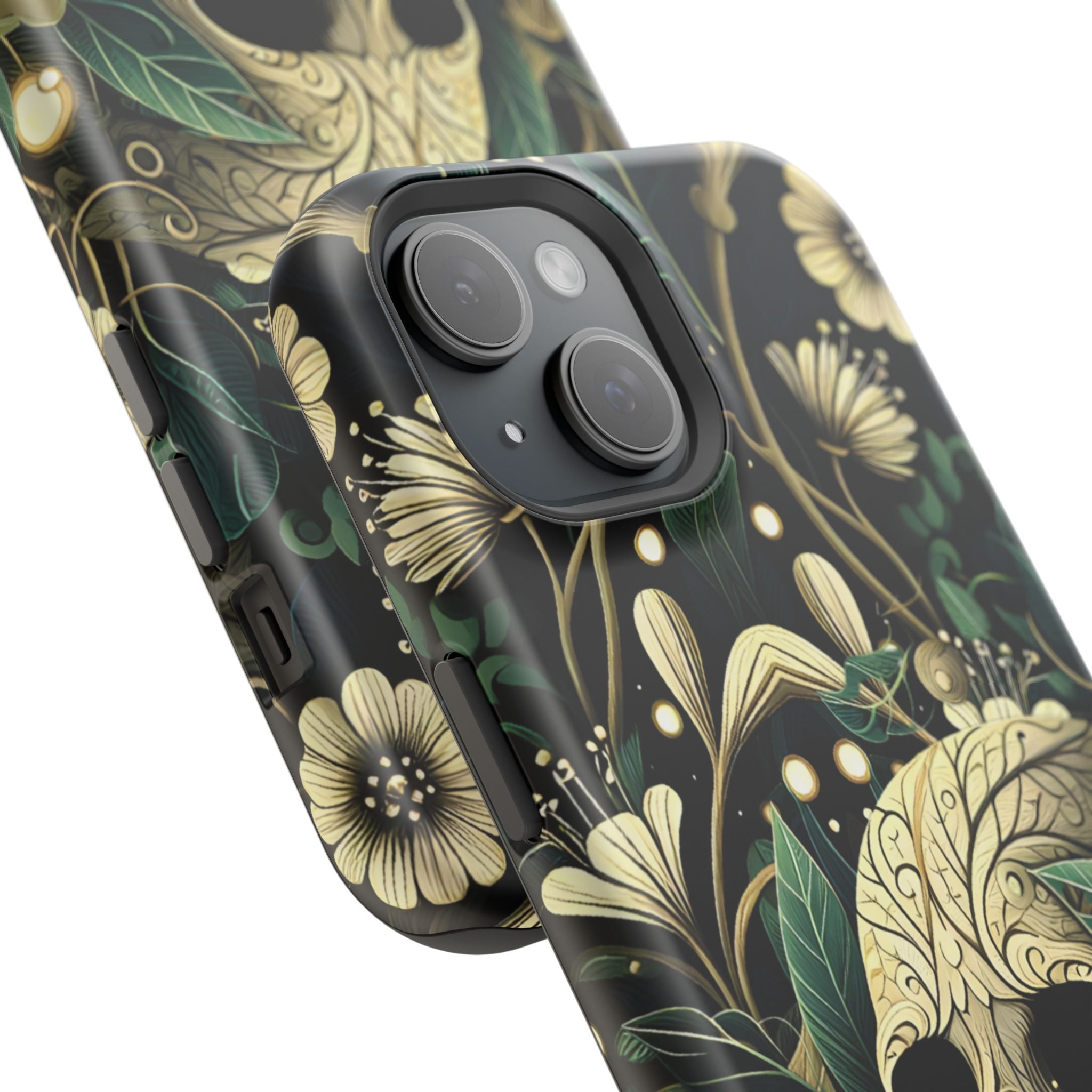 Floral Skull Phone Case – Botanical Gothic MagSafe-Compatible Cover
