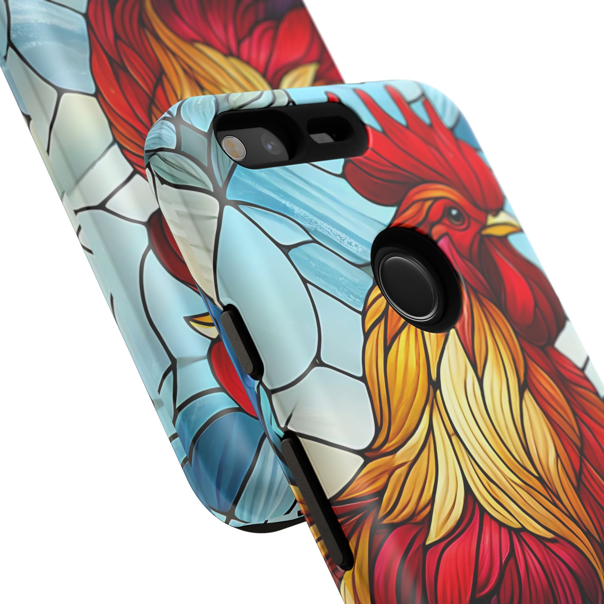 Colorful Stained Glass Rooster Android Case, Tough Protective Phone Cover, Farmhouse Decor Protective Phone Case, Unique Chicken Design