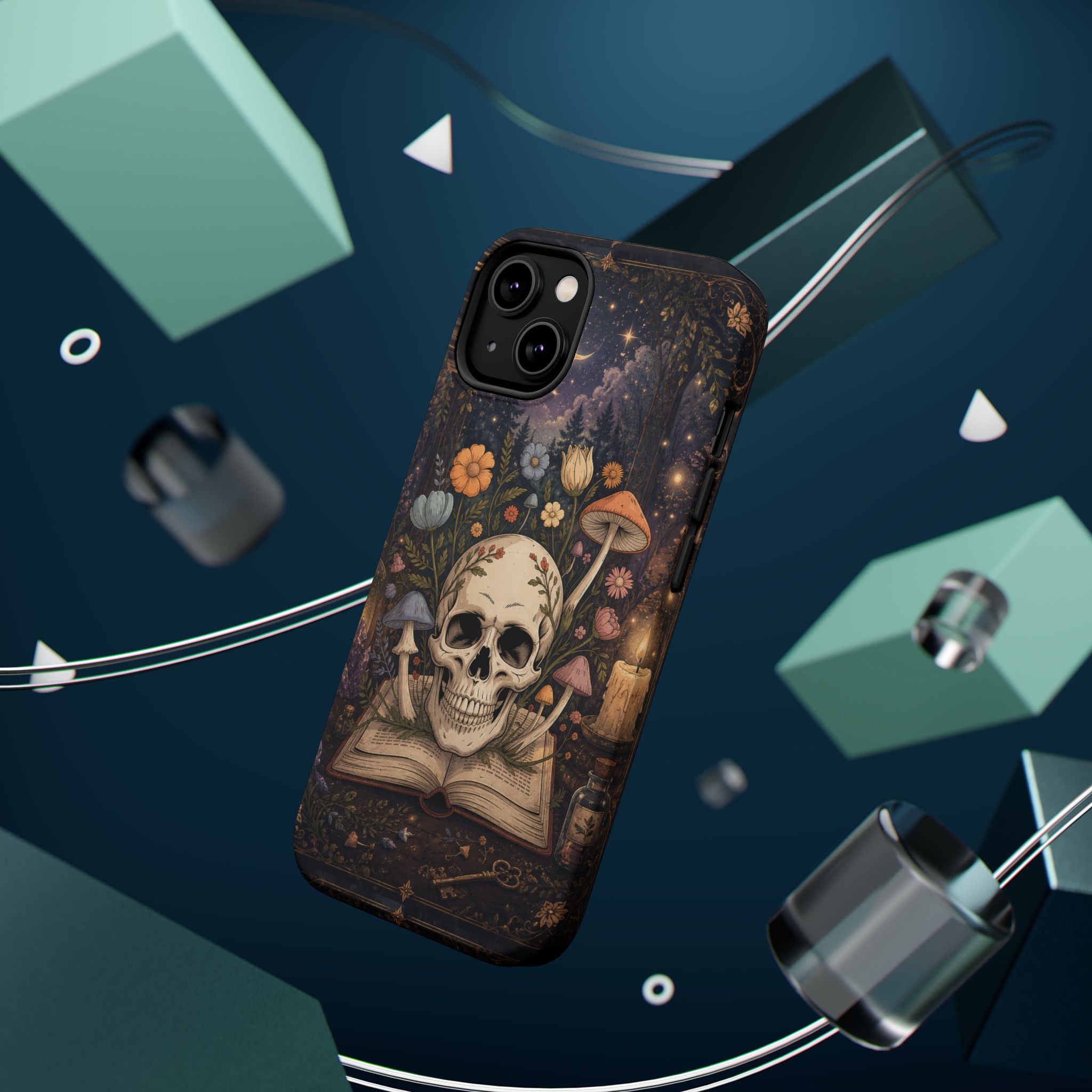 Skull & Mushroom Phone Case – Gothic MagSafe-Compatible Impact-Resistant Case