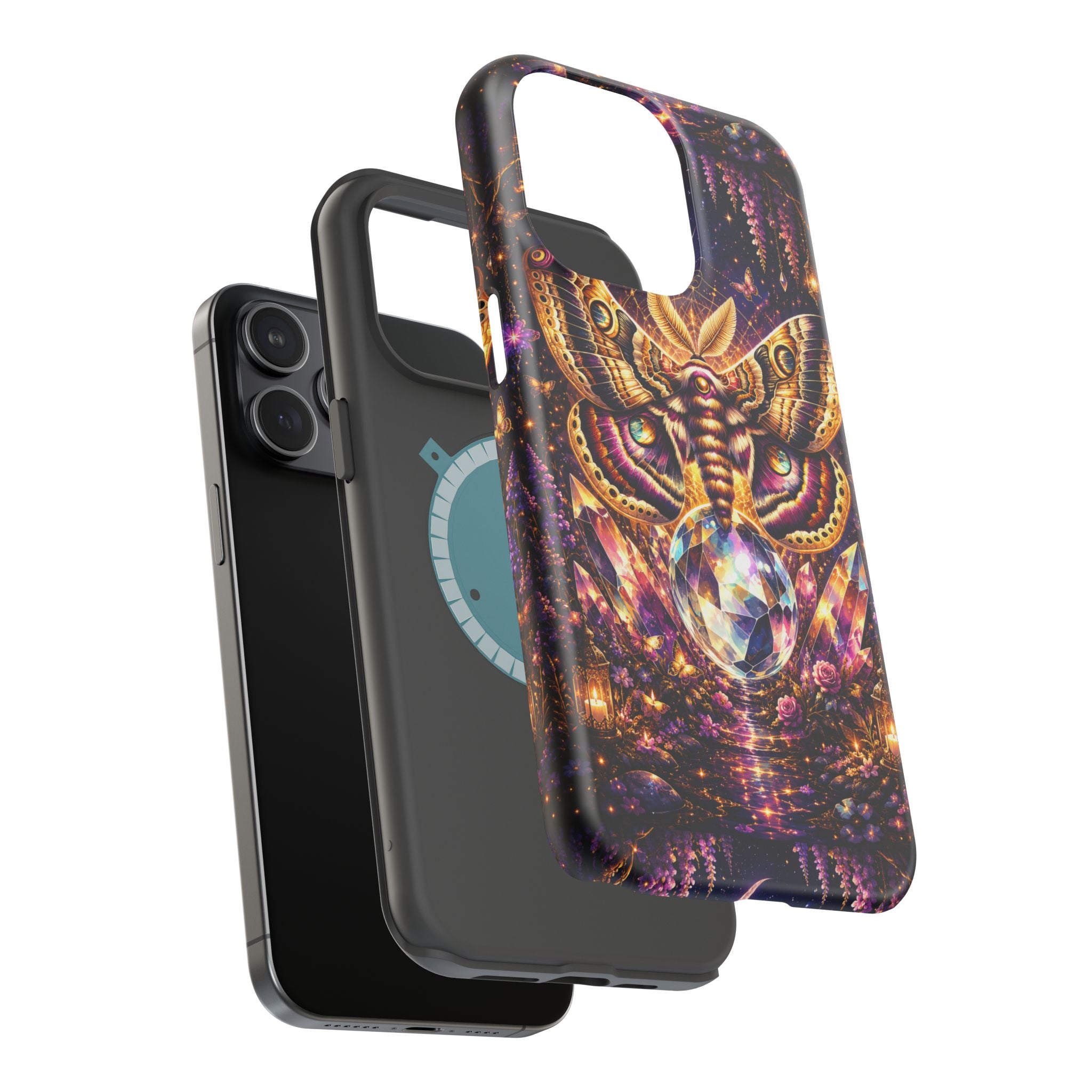 Mystic Moth Crystal Phone Case – Jewel-Toned MagSafe-Compatible Cover