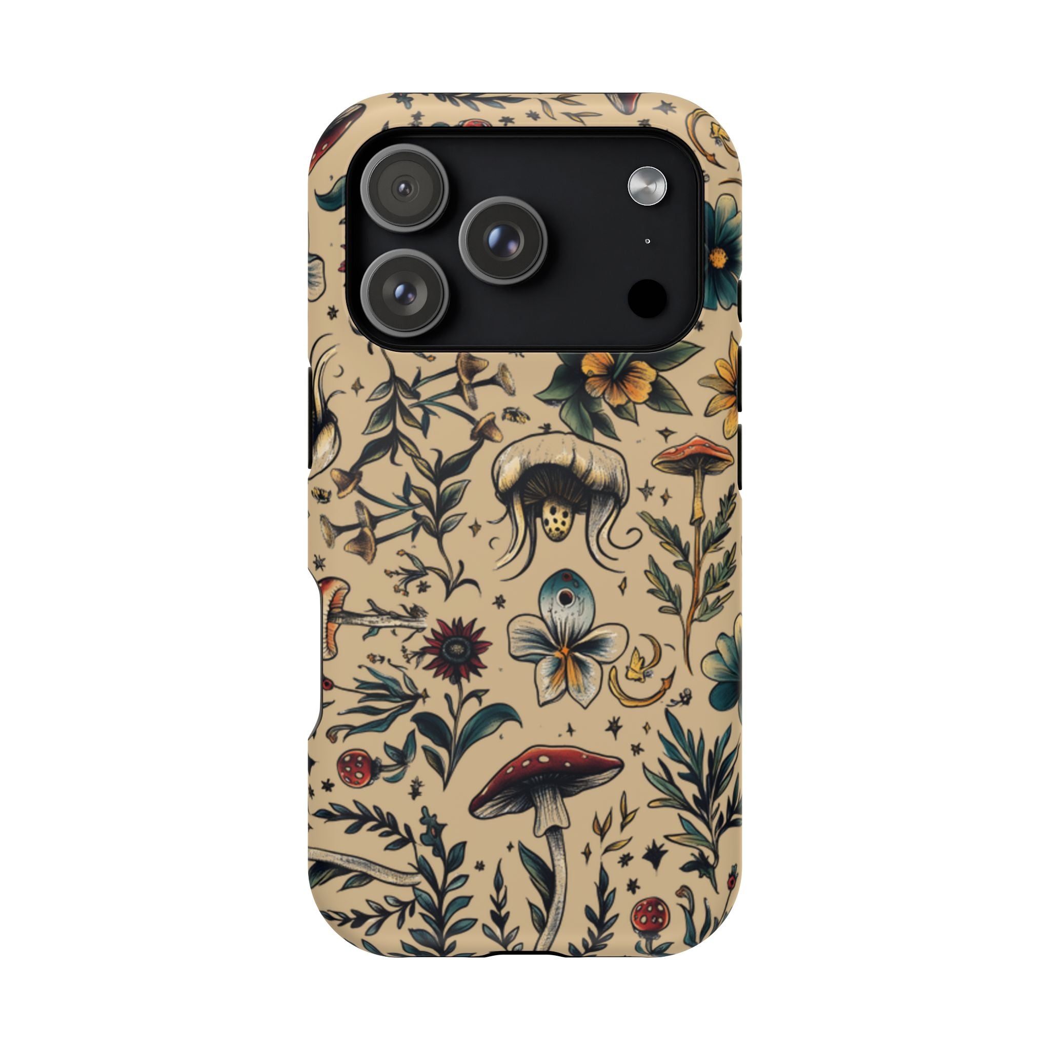 Vintage Botanical Mushroom Phone Case – MagSafe-Compatible Cover