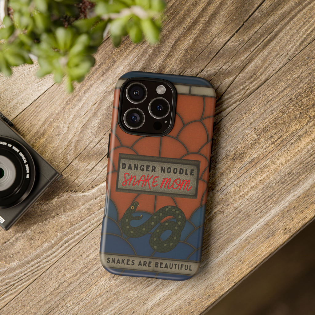 Danger Noodle Snake Mom Phone Case | Snakes Are Beautiful |Stained Glass Snake Art | Funny Snake Lover Gift |  Reptile Mom Phone Cover