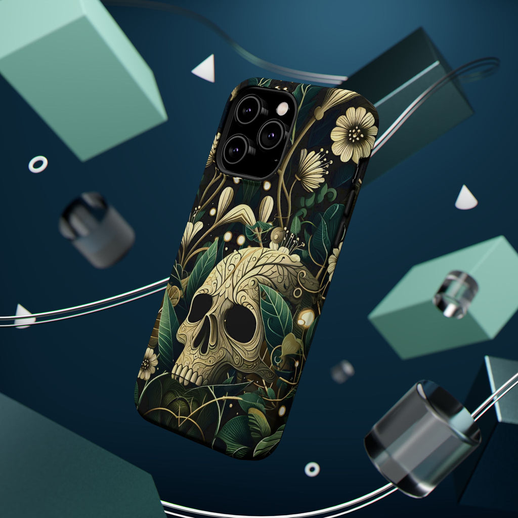 Floral Skull Phone Case – Botanical Gothic MagSafe-Compatible Cover