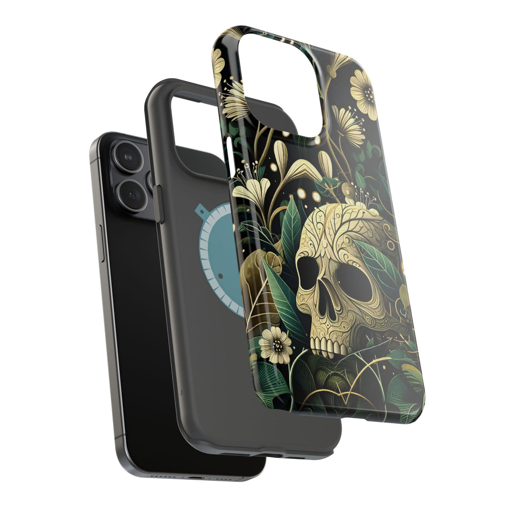 Floral Skull Phone Case – Botanical Gothic MagSafe-Compatible Cover