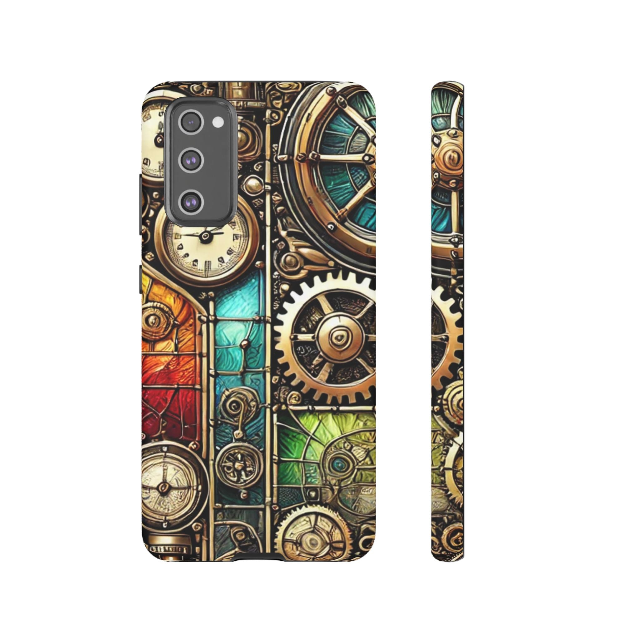 Steampunk Meets Stained Glass Android Case, Artistic Gear Design