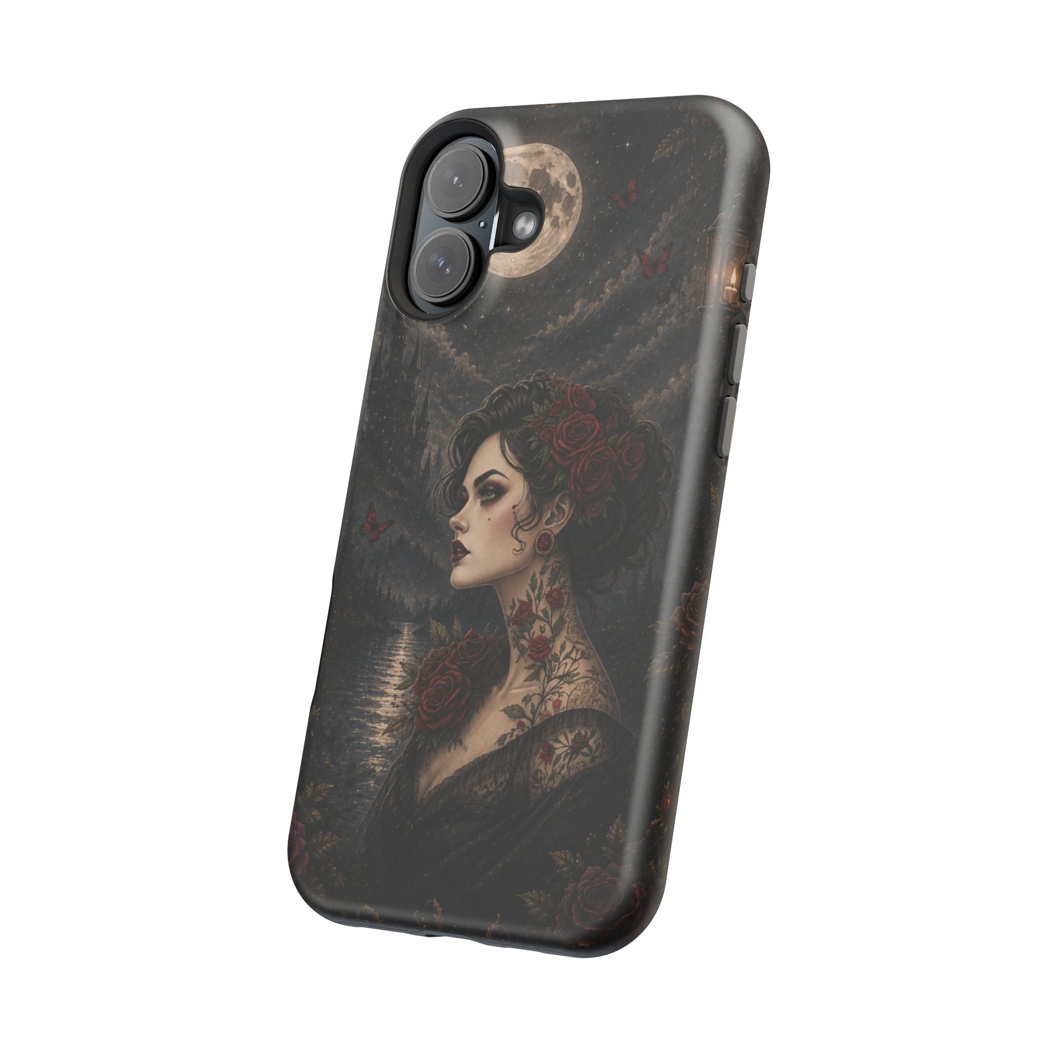 Gothic Rose Portrait Phone Case – Dark Romance MagSafe-Compatible Cover