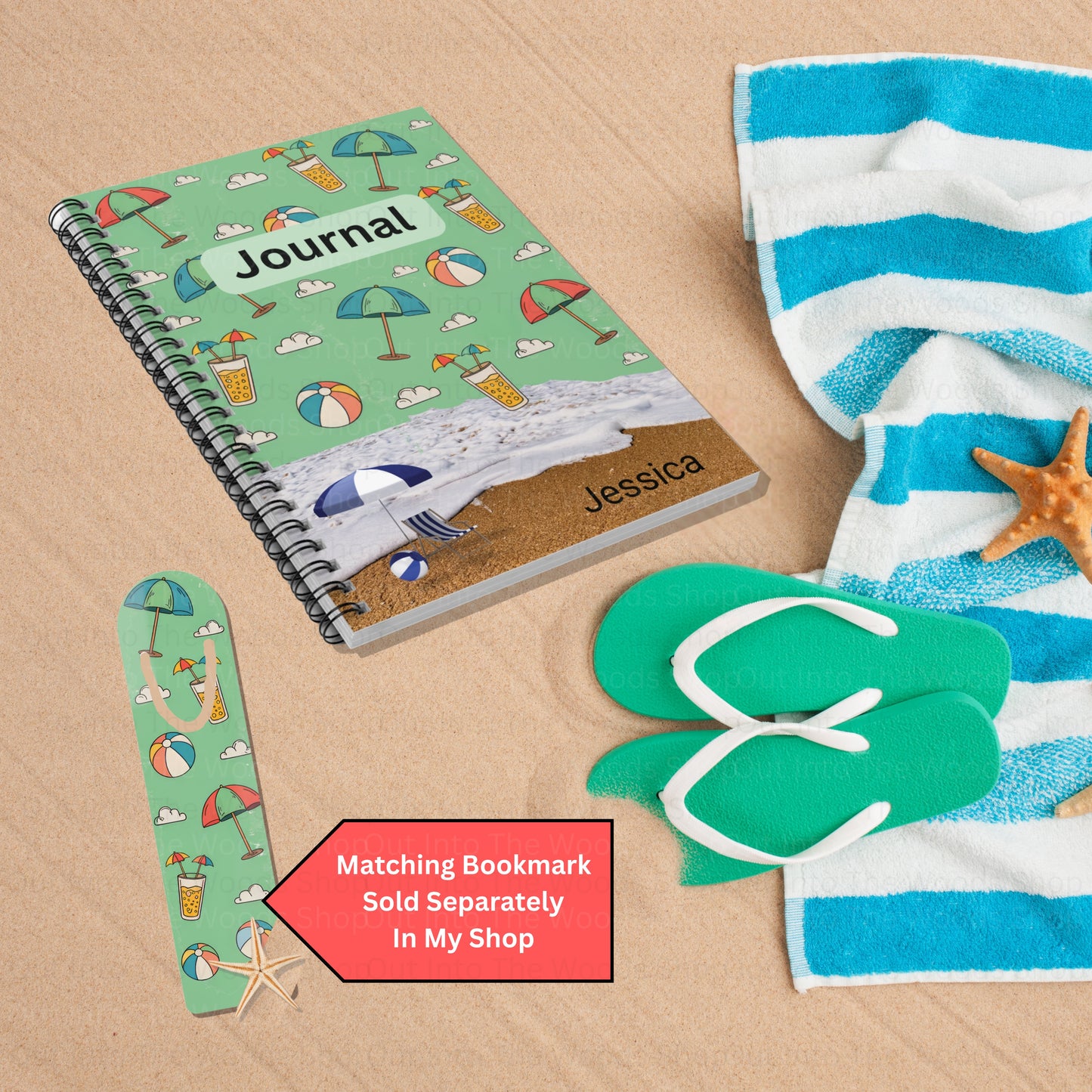 Beach-Themed Spiral Notebook - Summer Journal with Personalization, Perfect for Vacation Memories, Gifts for Students, Travel Diary, [...]