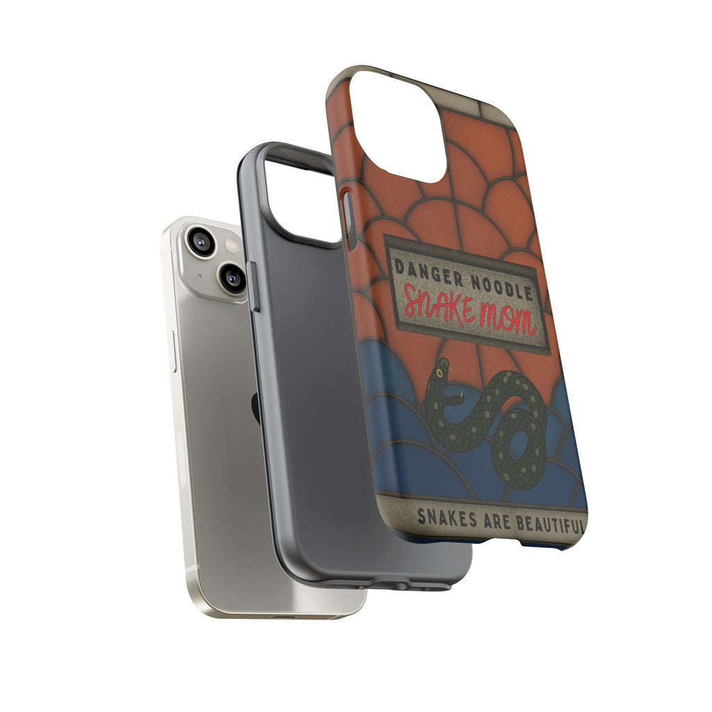Danger Noodle Snake Mom Phone Case | Snakes Are Beautiful |Stained Glass Snake Art | Funny Snake Lover Gift |  Reptile Mom Phone Cover