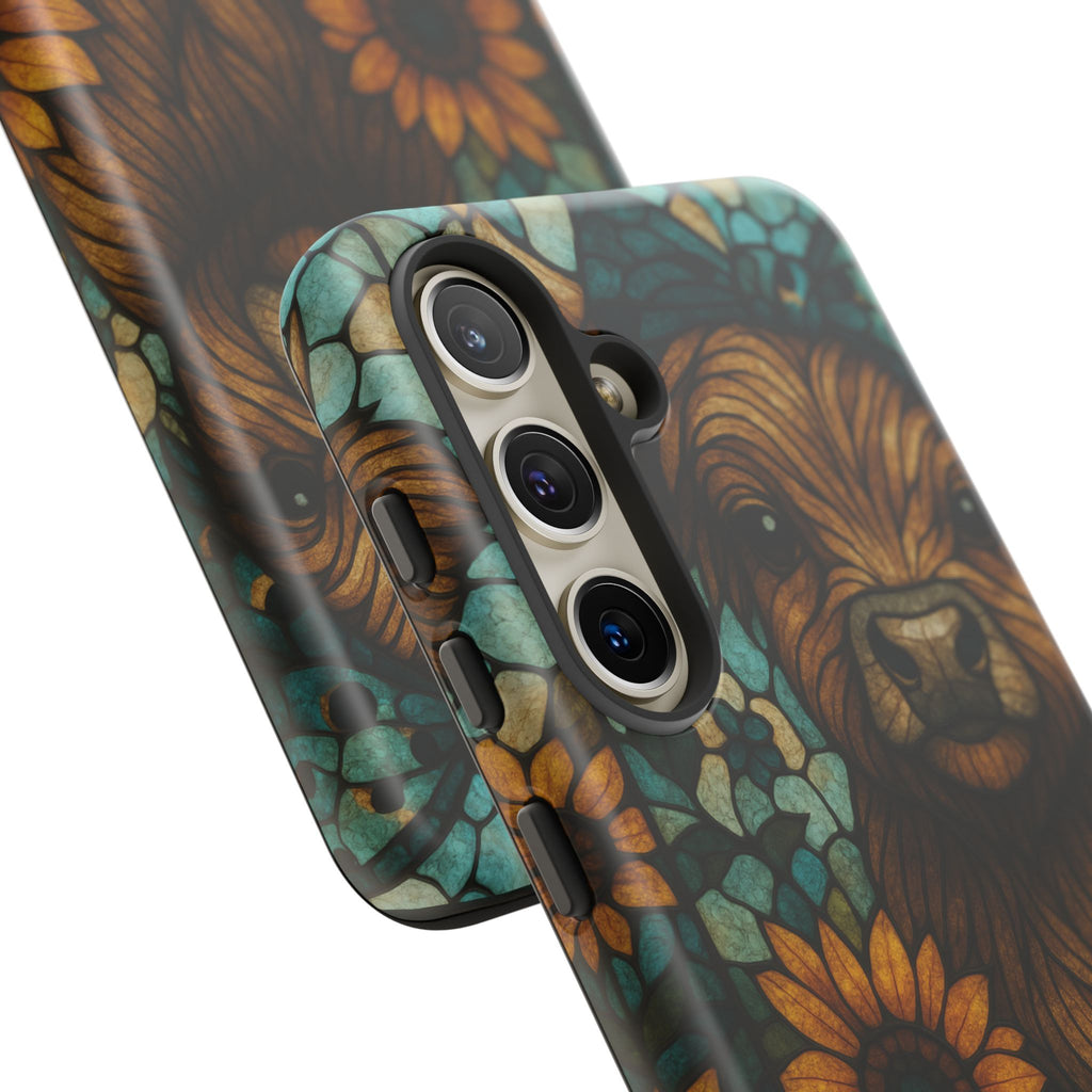 Stained Glass Baby Cow Phone Case – Sunflower Farmhouse Animal Design