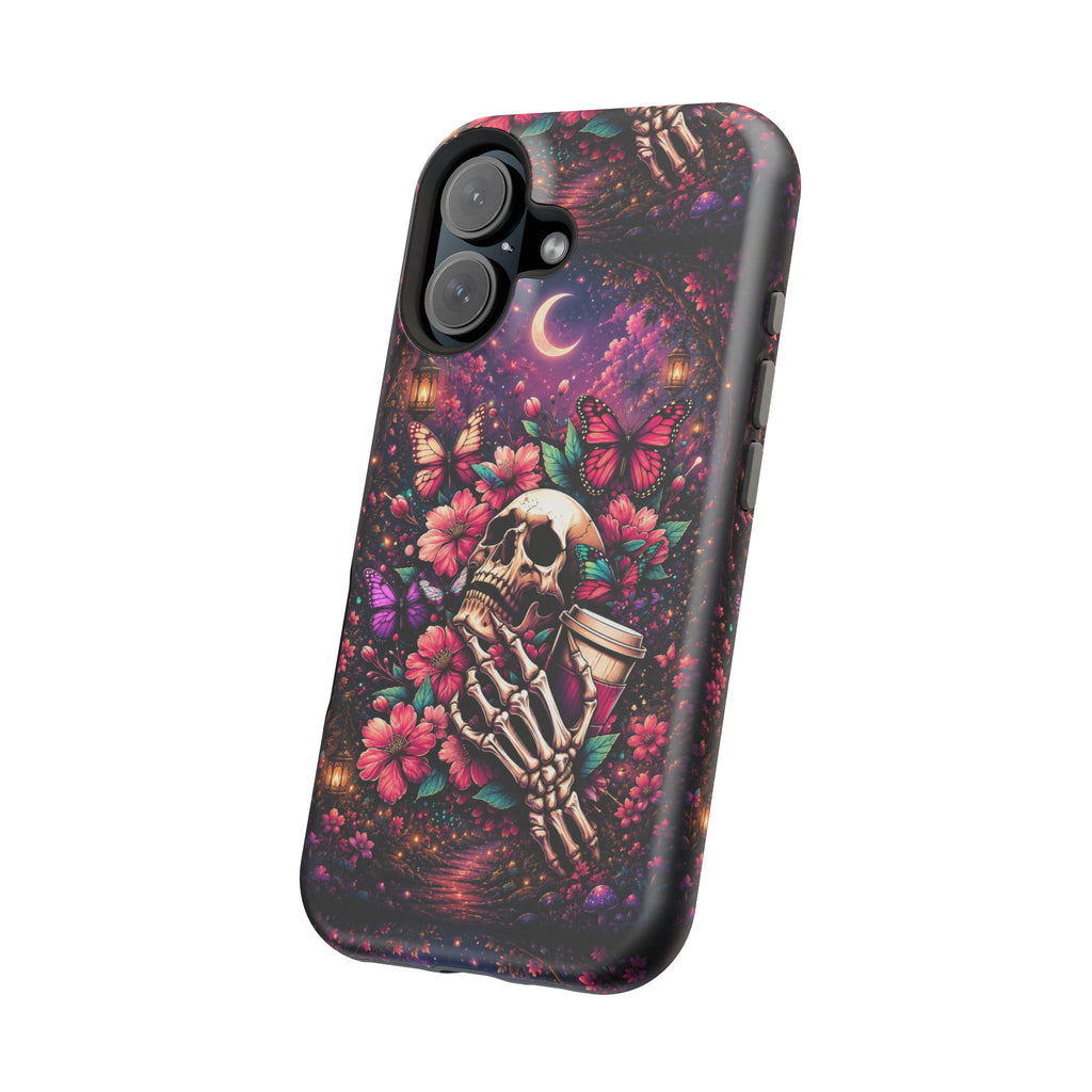 Skull & Butterflies Phone Case – Gothic Floral MagSafe-Compatible Case