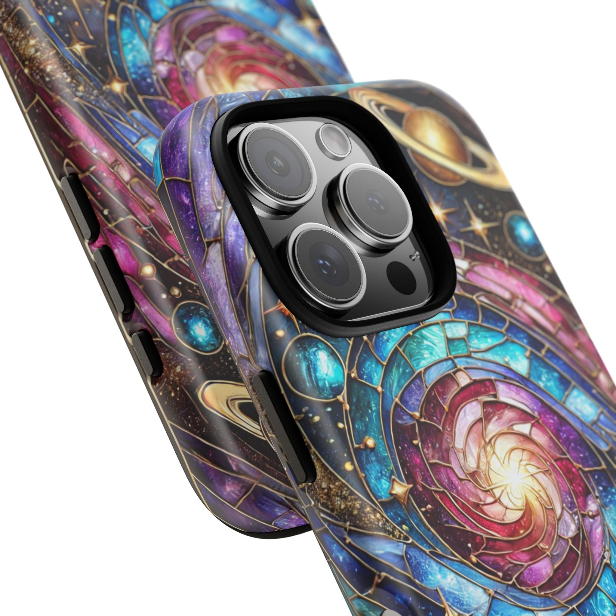 Galaxy Swirl Stained Glass Phone Case – Cosmic Celestial Cover