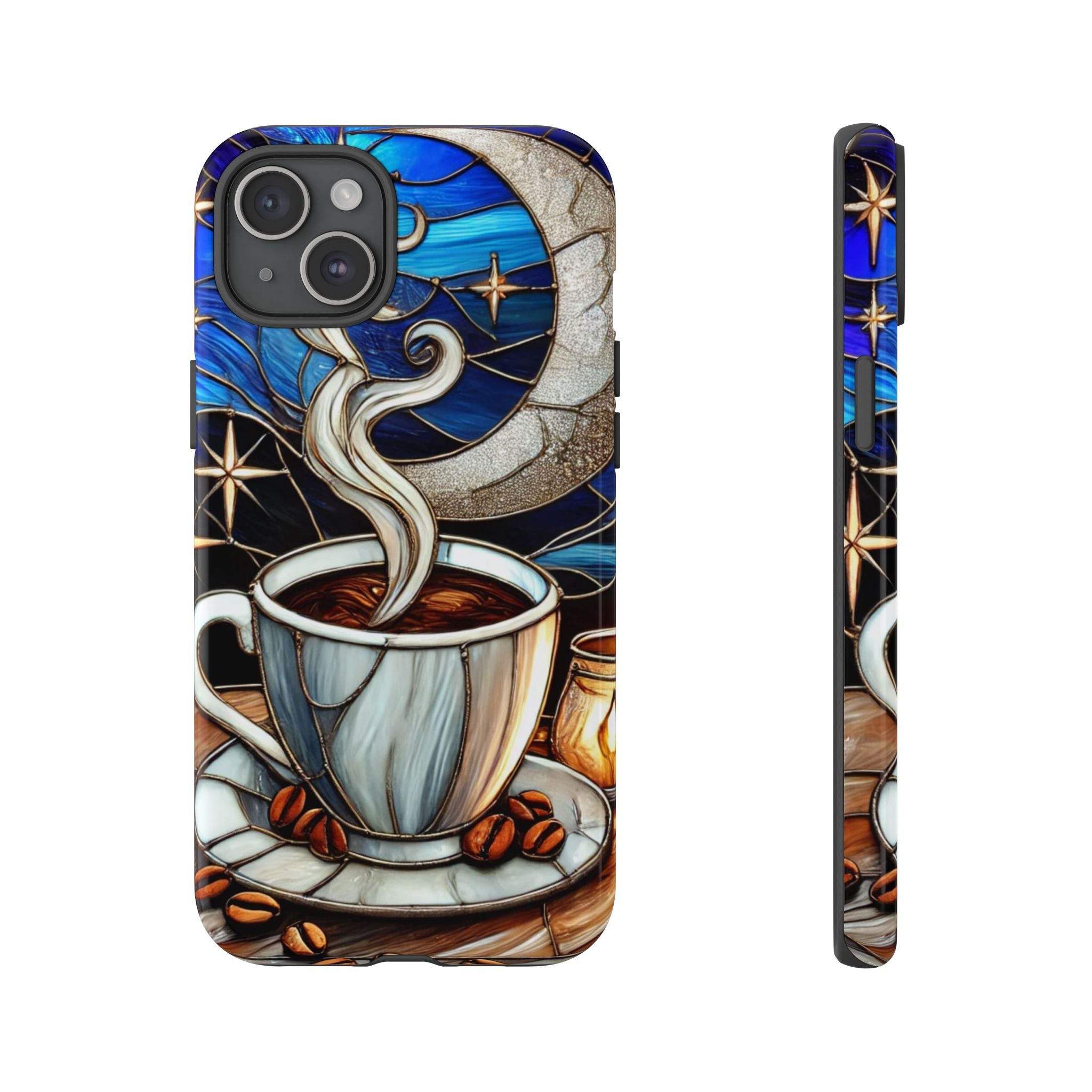 Stained Glass Coffee Phone Case – Cozy Artistic Design for Coffee Lovers