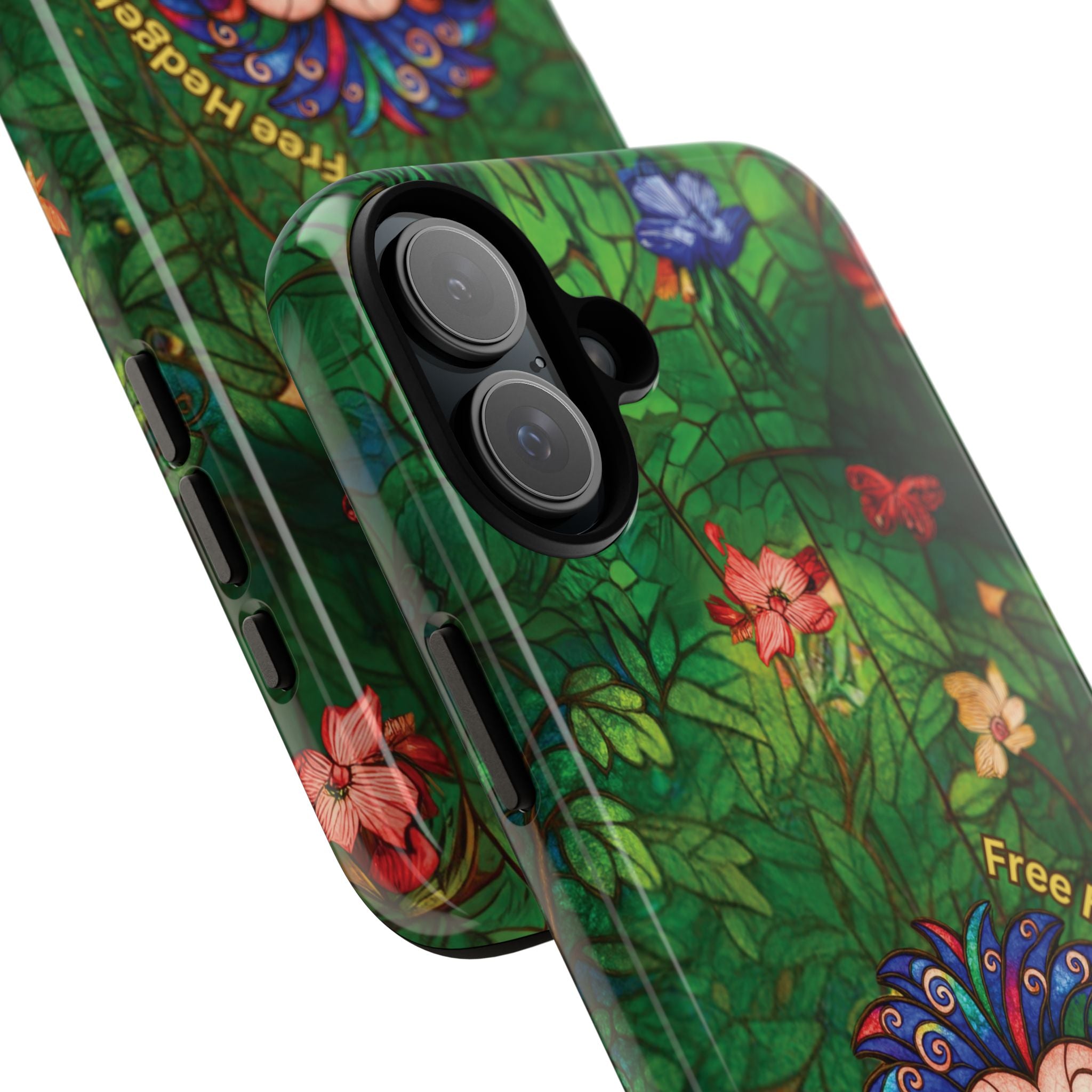 Stained Glass Hedgehog Phone Case – "Free Hedgehugs" Floral Design