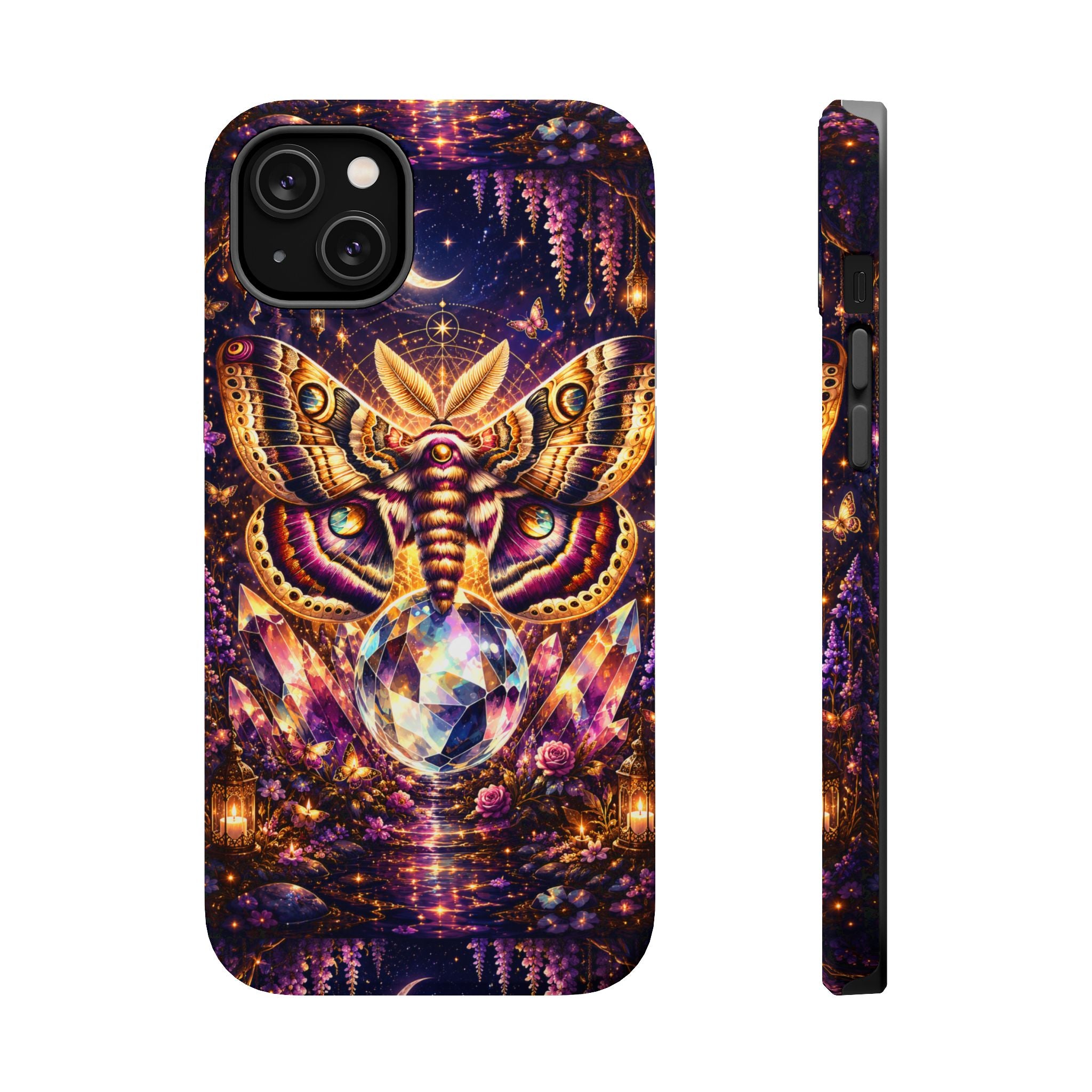 Mystic Moth Crystal Phone Case – Jewel-Toned MagSafe-Compatible Cover