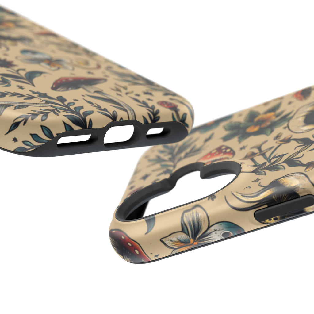 Vintage Botanical Mushroom Phone Case – MagSafe-Compatible Cover
