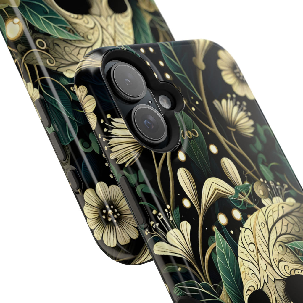 Floral Skull Phone Case – Botanical Gothic MagSafe-Compatible Cover