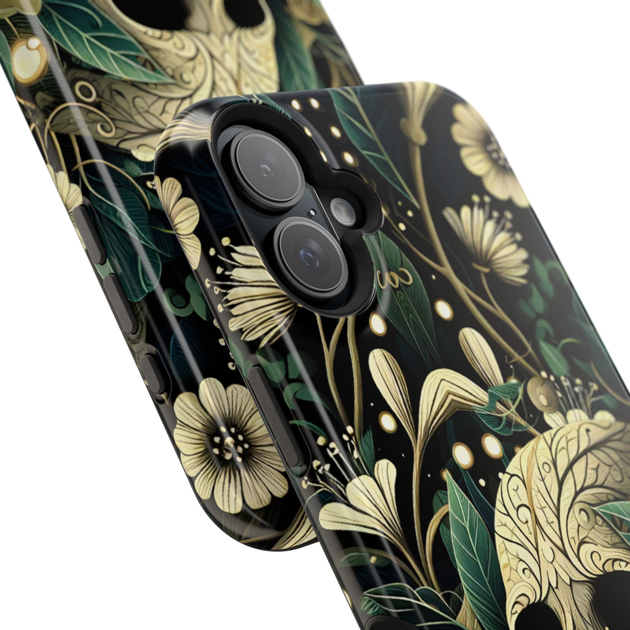 Floral Skull Phone Case – Botanical Gothic MagSafe-Compatible Cover