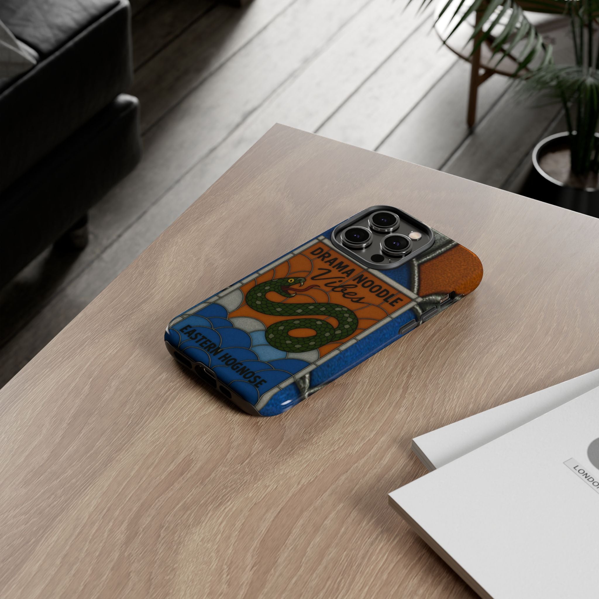 Stained Glass Snake Phone Case – Vibrant Drama Noodle Aesthetic Cover