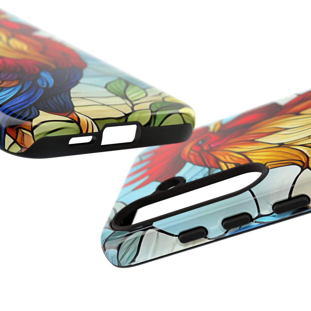 Colorful Stained Glass Rooster Android Case, Tough Protective Phone Cover, Farmhouse Decor Protective Phone Case, Unique Chicken Design