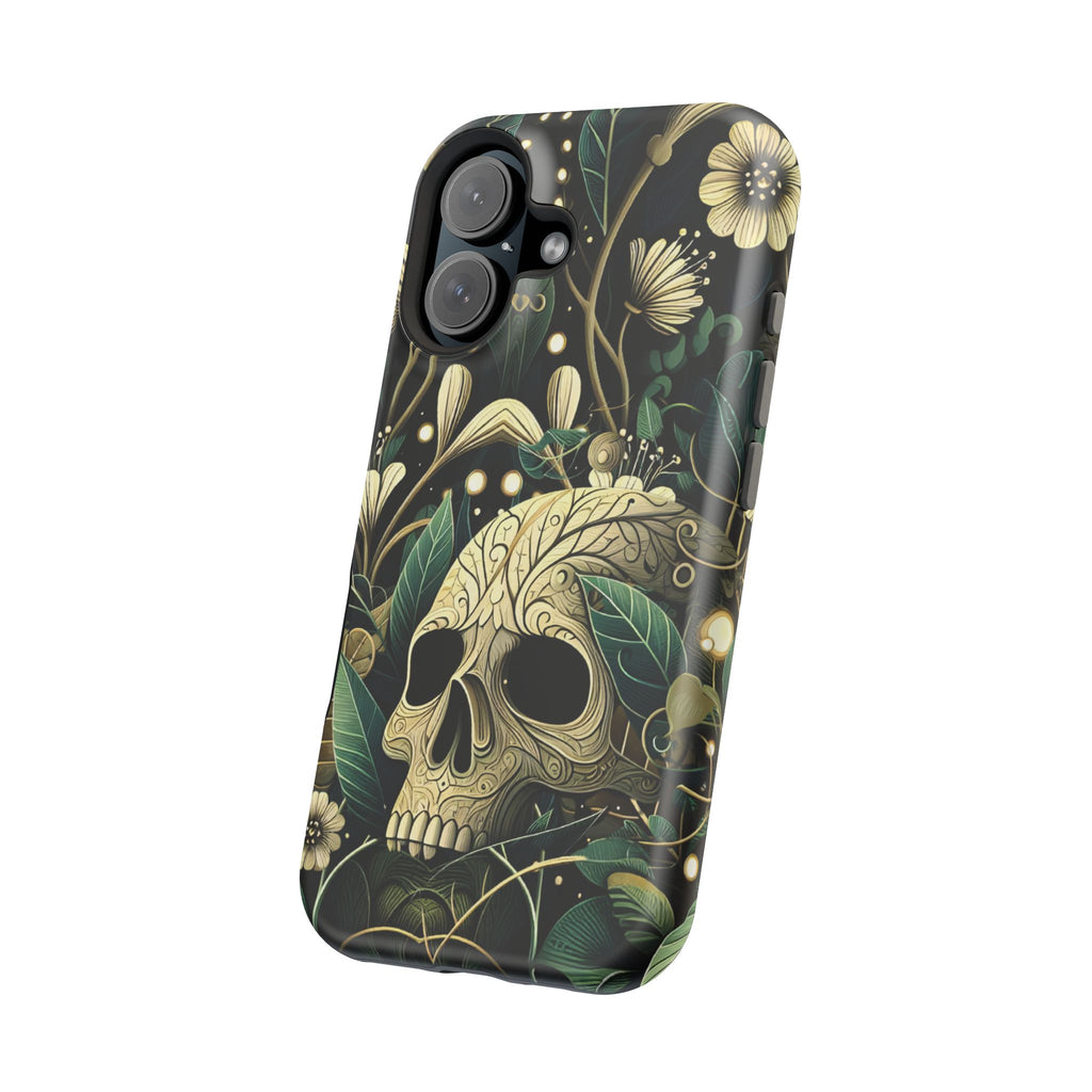 Floral Skull Phone Case – Botanical Gothic MagSafe-Compatible Cover