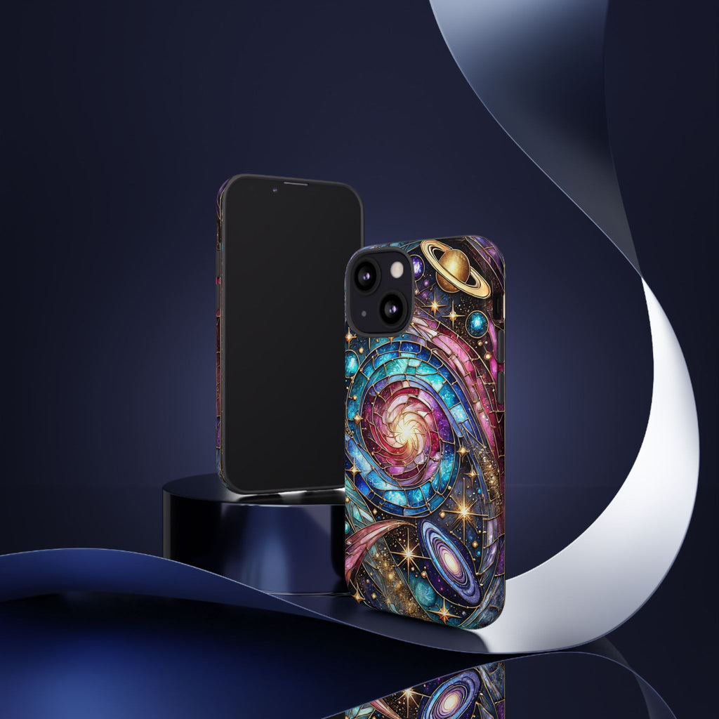 Galaxy Swirl Stained Glass Phone Case – Cosmic Celestial Cover