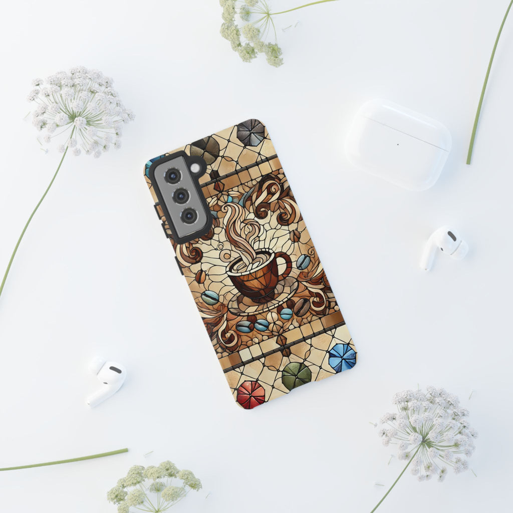Stained Glass Coffee Android Phone Case – Shockproof TPU, 3D Wrap