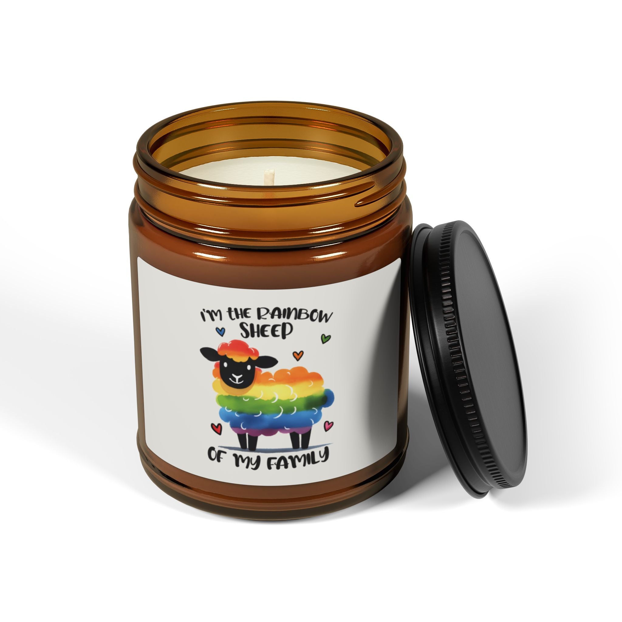 Rainbow Sheep Scented Soy Candle, LGBTQ Inclusive Statement Gift Candle For Friend, Graduation Present from Mom Dad Family Pride Celebration