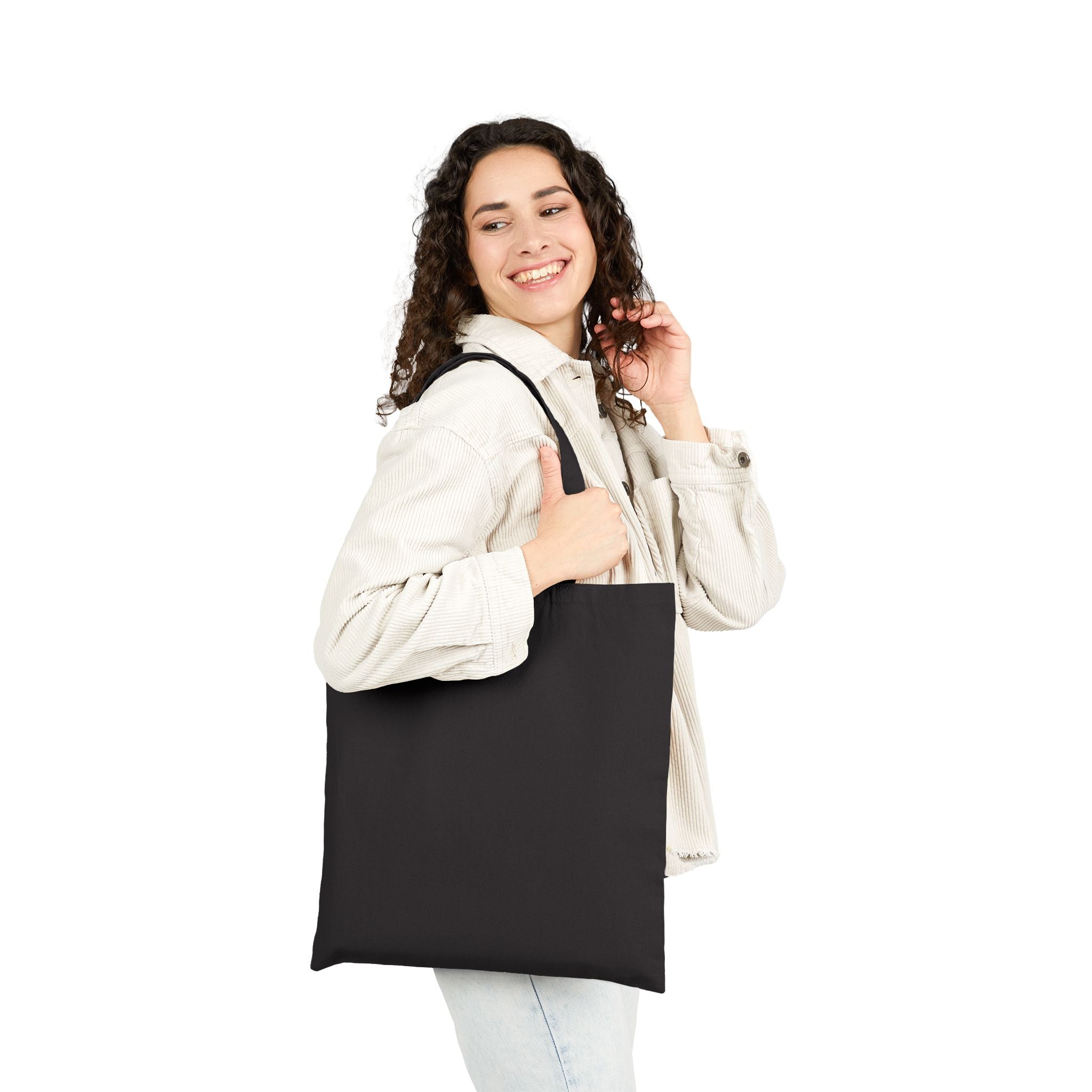 Fueled By Caffeine and Crafting Cotton Canvas Tote Bag, Black or Neutral Color, Reusable Grocery Bag, Crafting Group Matching Totes